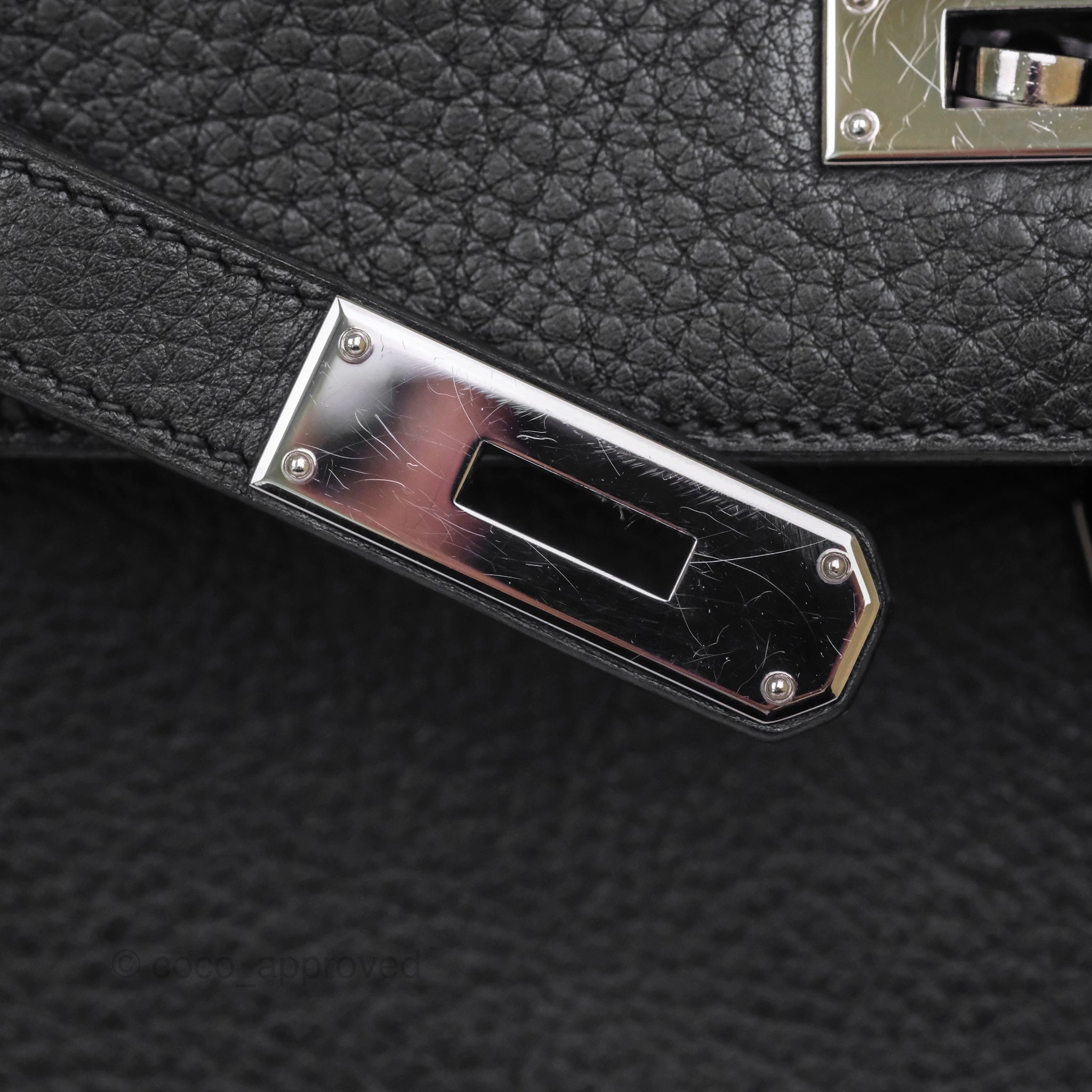 Herms Kelly 28 Retourne Noir Black 89 Clemence Palladium Hardware