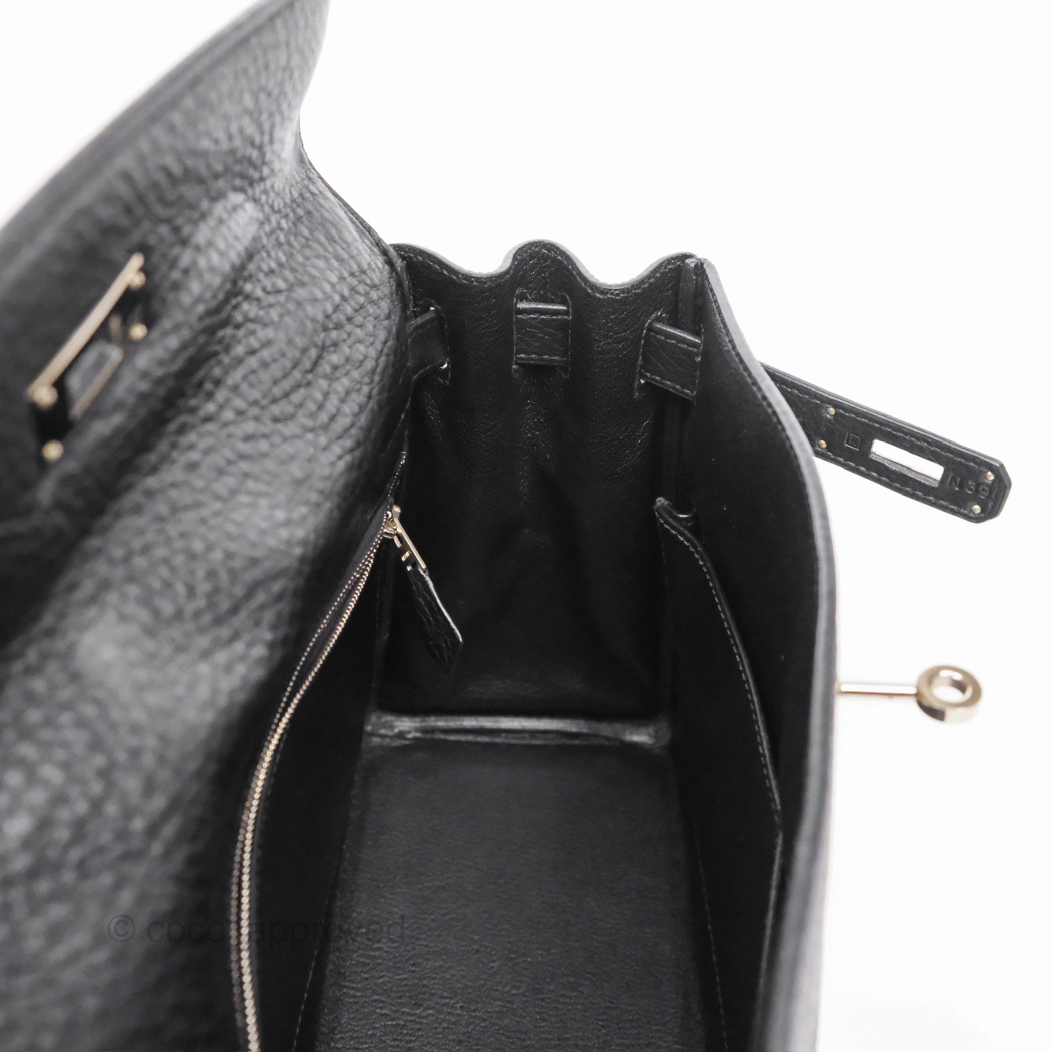 Herms Kelly 28 Retourne Noir Black 89 Clemence Palladium Hardware
