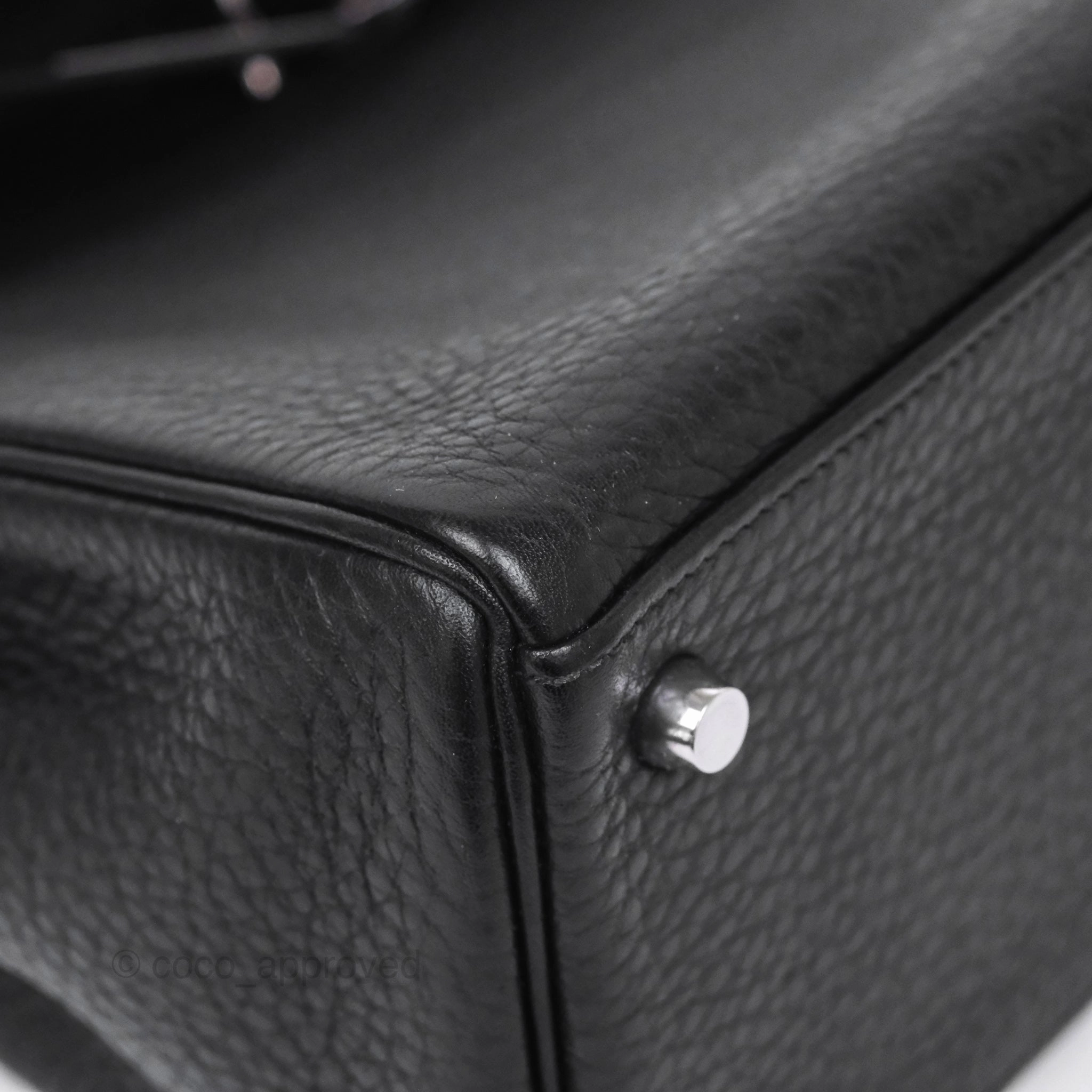 Herms Kelly 28 Retourne Noir Black 89 Clemence Palladium Hardware