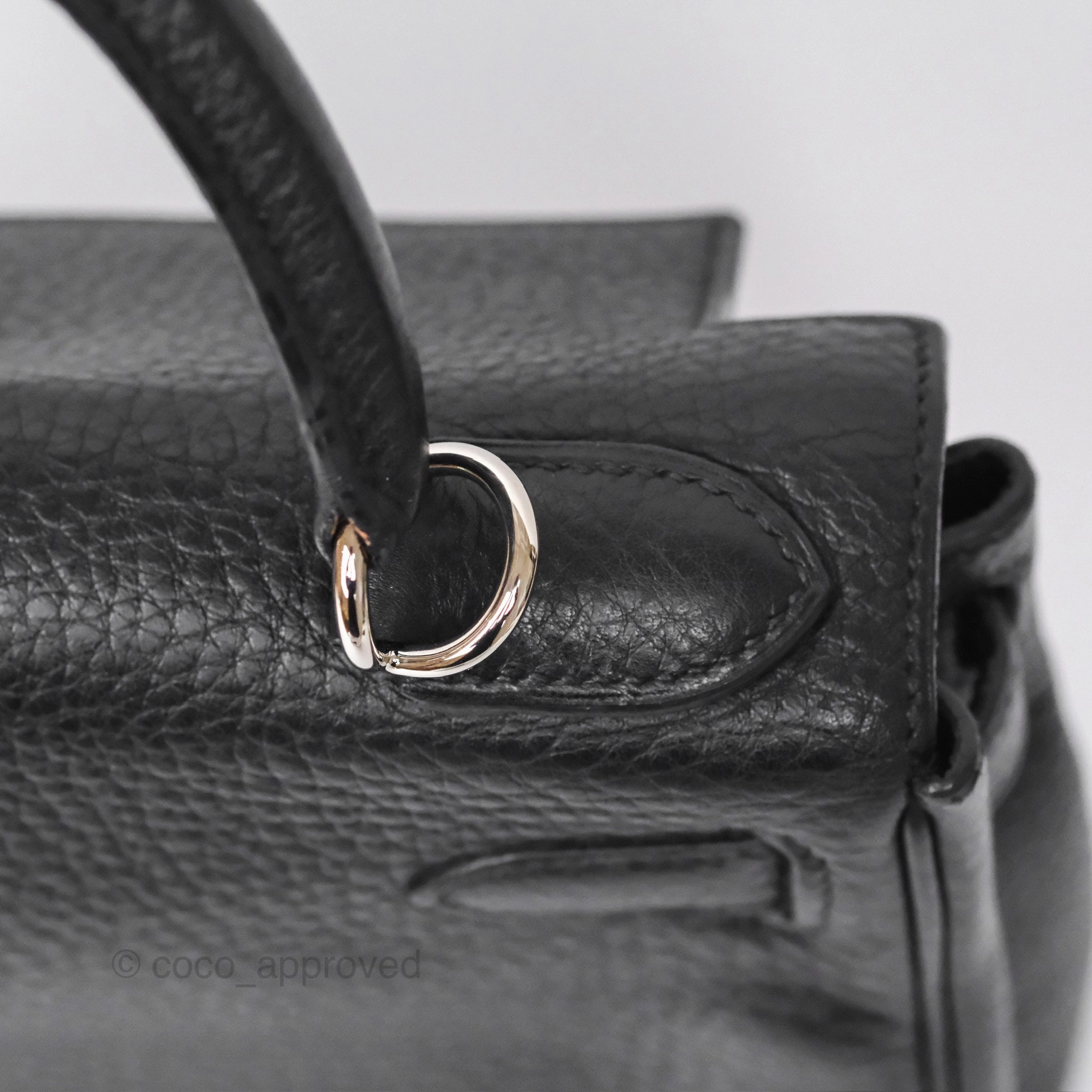 Herms Kelly 28 Retourne Noir Black 89 Clemence Palladium Hardware