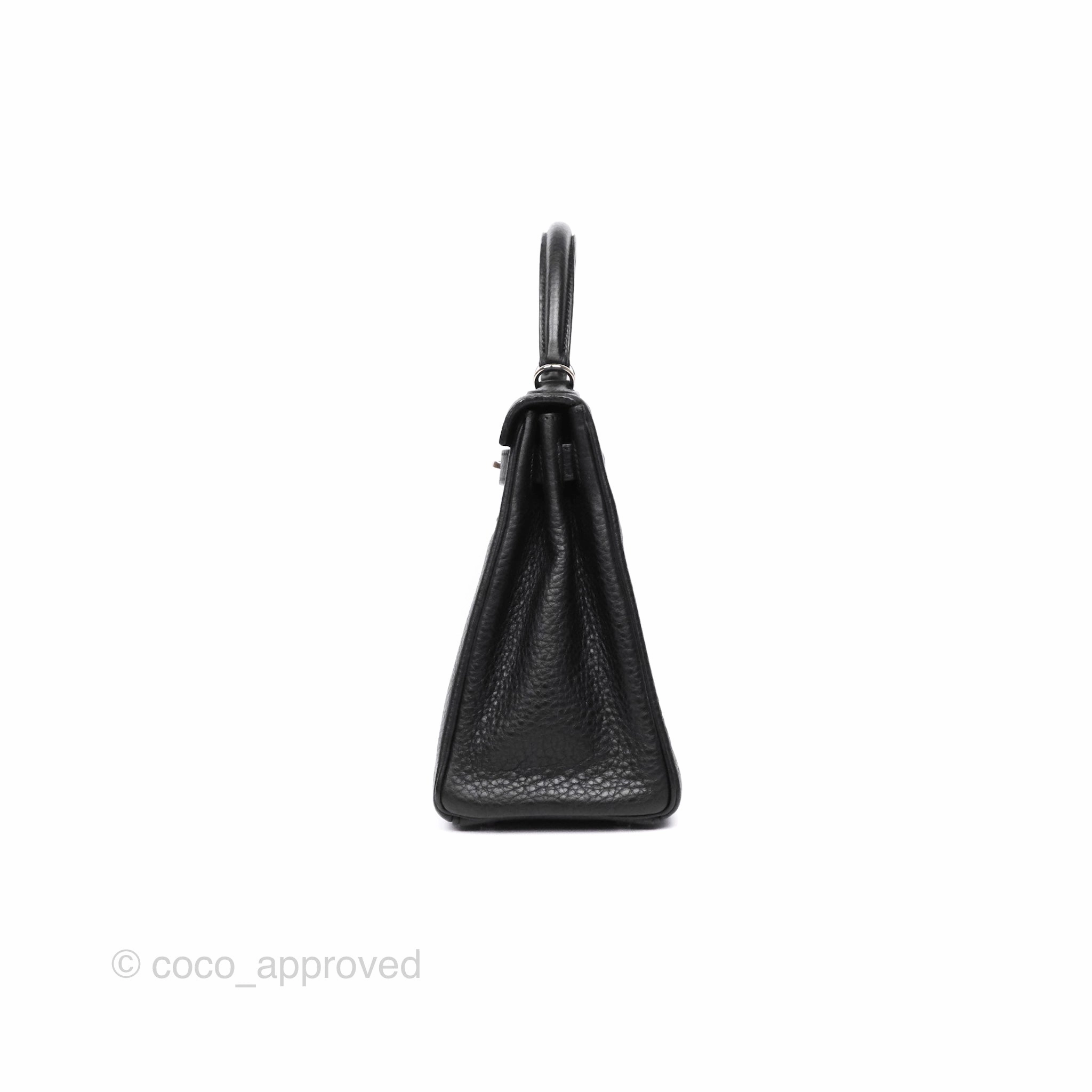 Herms Kelly 28 Retourne Noir Black 89 Clemence Palladium Hardware