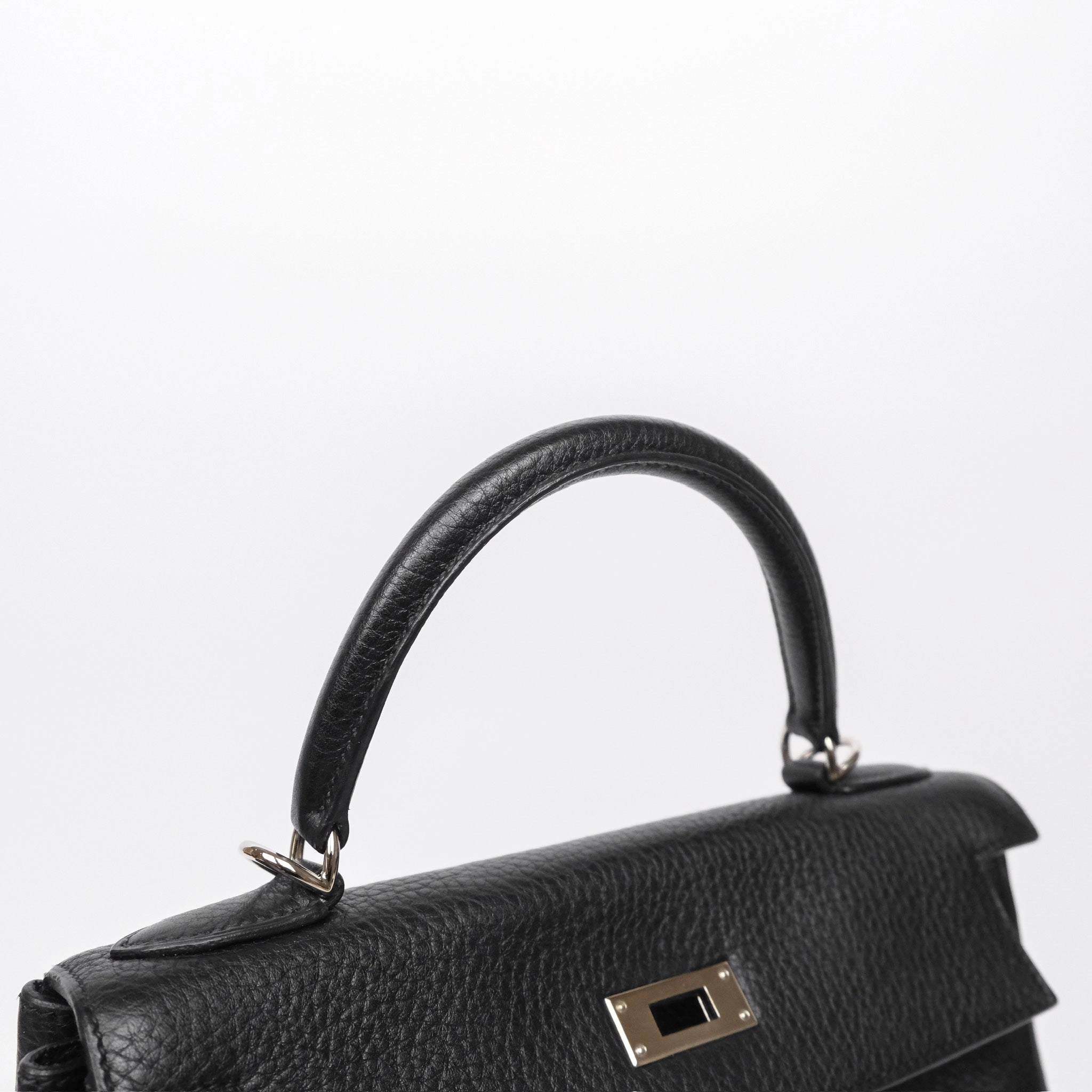 Herms Kelly 28 Retourne Noir Black 89 Clemence Palladium Hardware