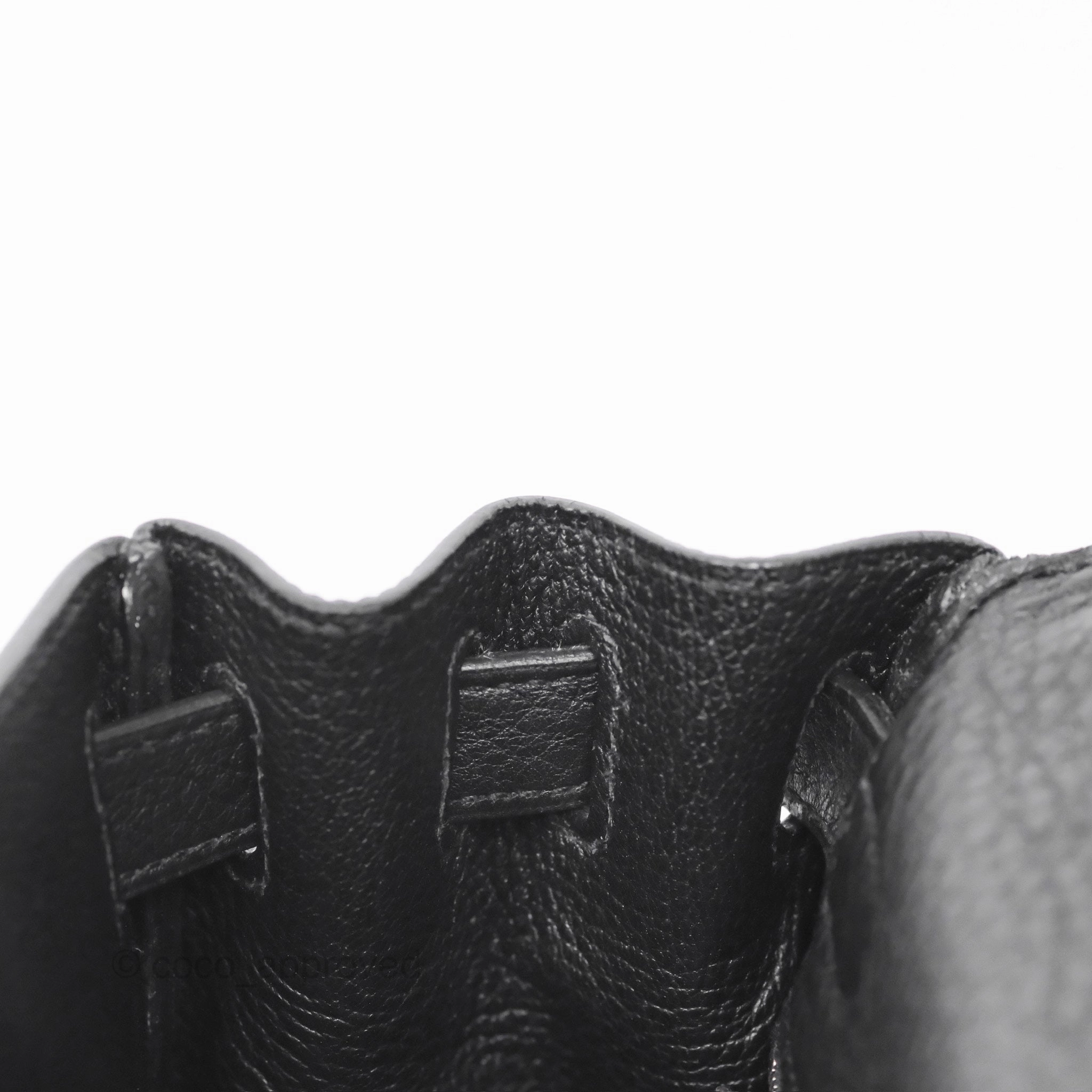 Herms Kelly 28 Retourne Noir Black 89 Clemence Palladium Hardware