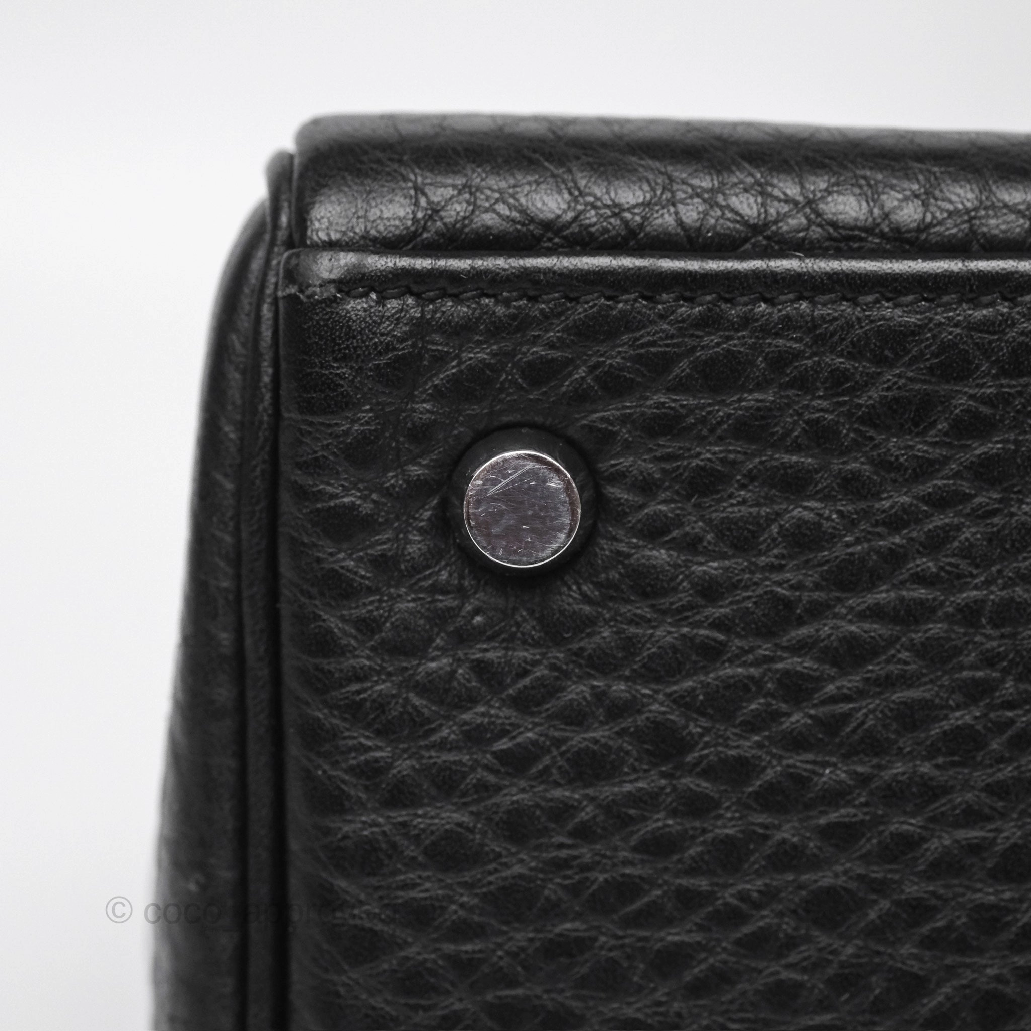 Herms Kelly 28 Retourne Noir Black 89 Clemence Palladium Hardware