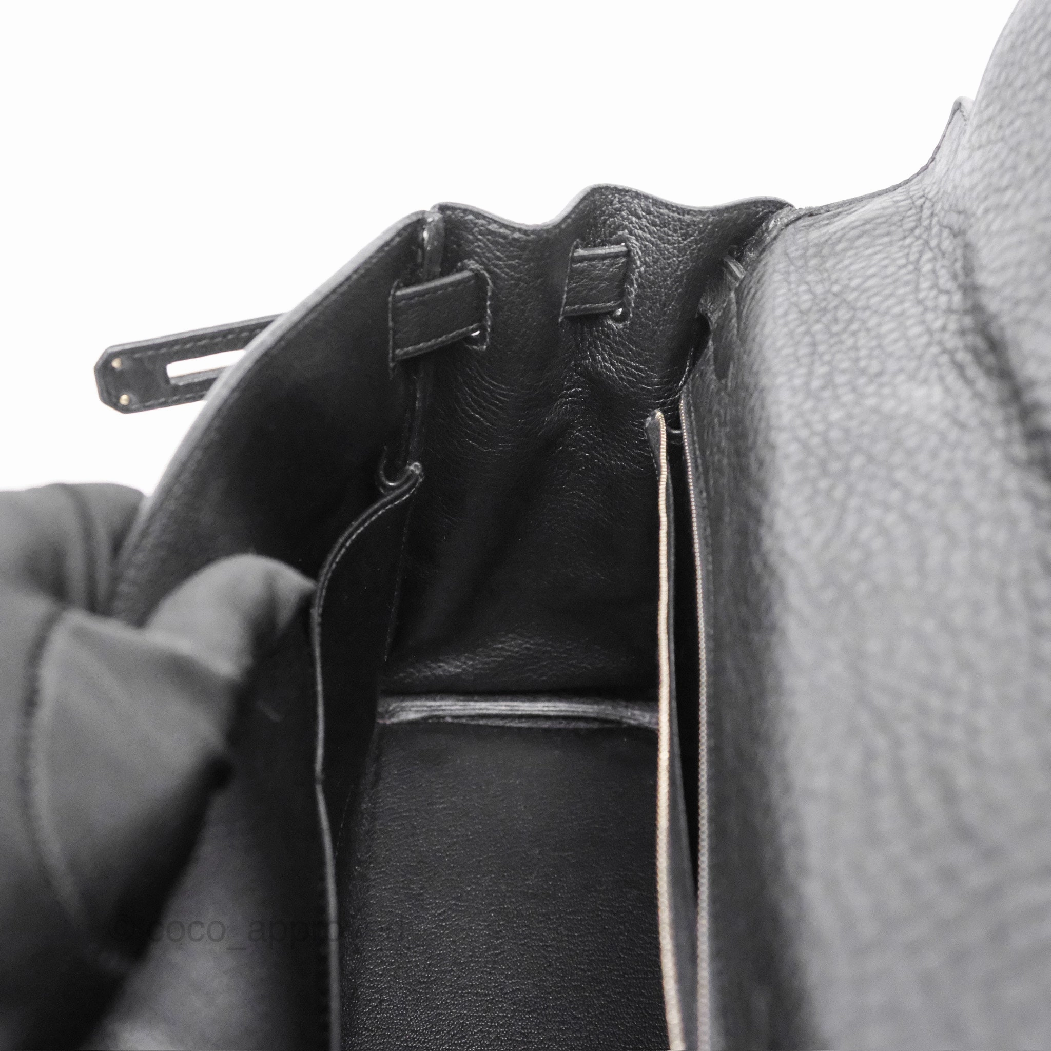 Herms Kelly 28 Retourne Noir Black 89 Clemence Palladium Hardware
