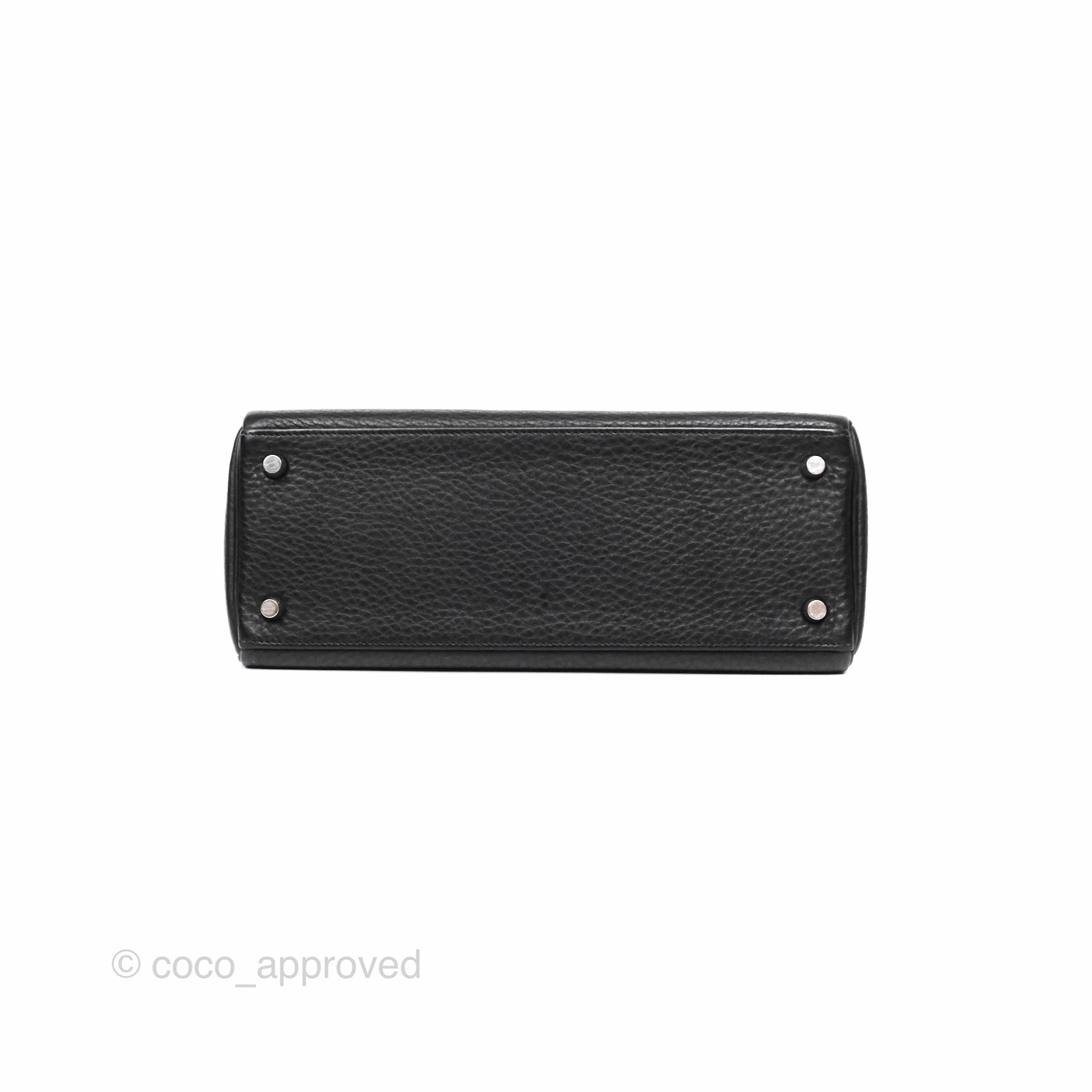 Herms Kelly 28 Retourne Noir Black 89 Clemence Palladium Hardware
