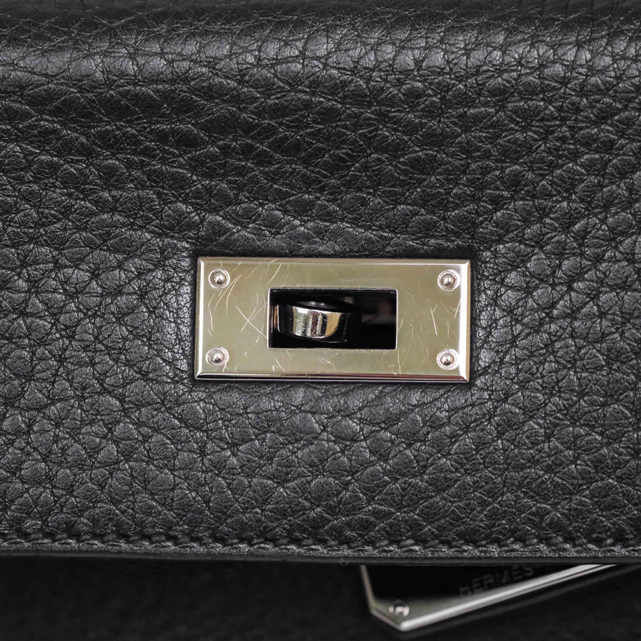 Herms Kelly 28 Retourne Noir Black 89 Clemence Palladium Hardware