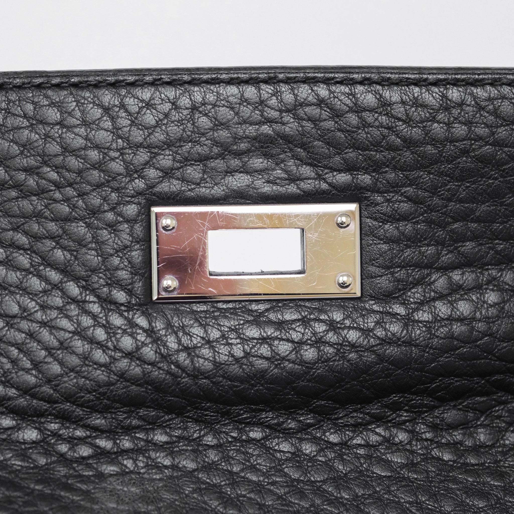 Herms Kelly 28 Retourne Noir Black 89 Clemence Palladium Hardware