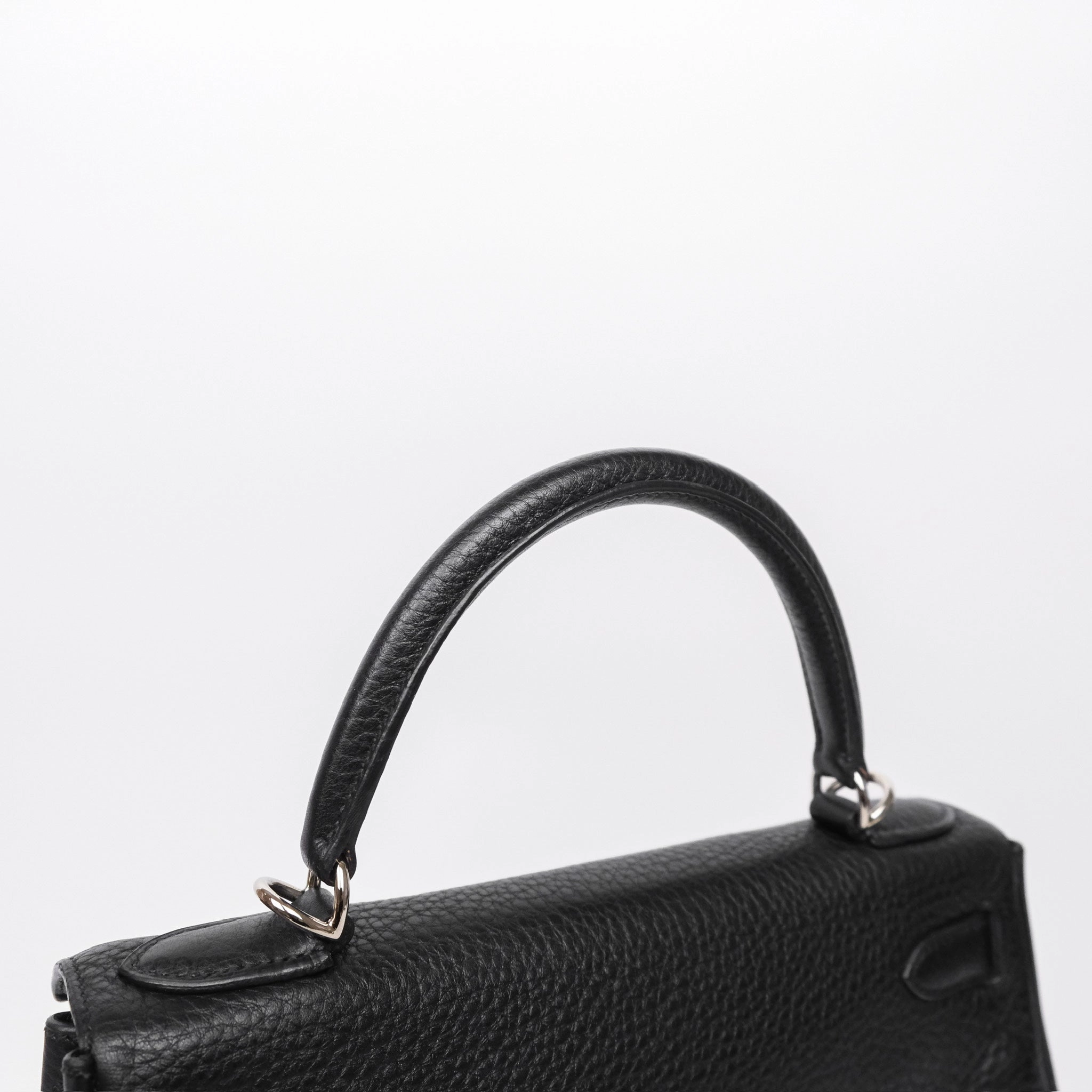 Herms Kelly 28 Retourne Noir Black 89 Clemence Palladium Hardware