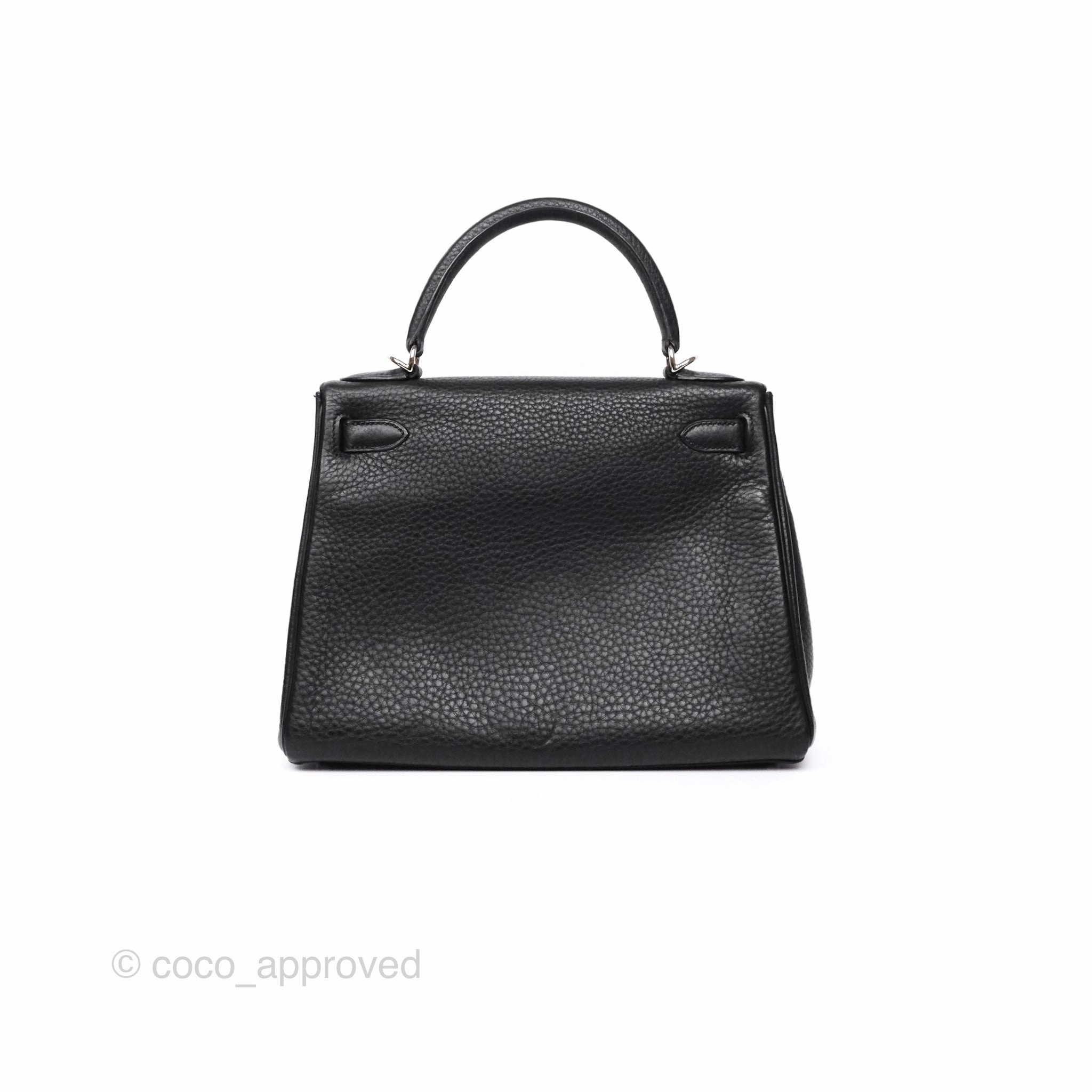 Herms Kelly 28 Retourne Noir Black 89 Clemence Palladium Hardware