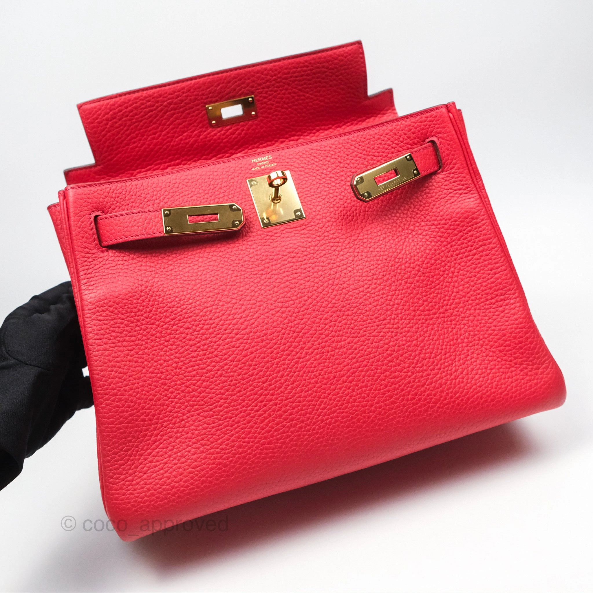 Herms Kelly 28 Retourne Rouge Tomate S5 Clemence Gold Hardware