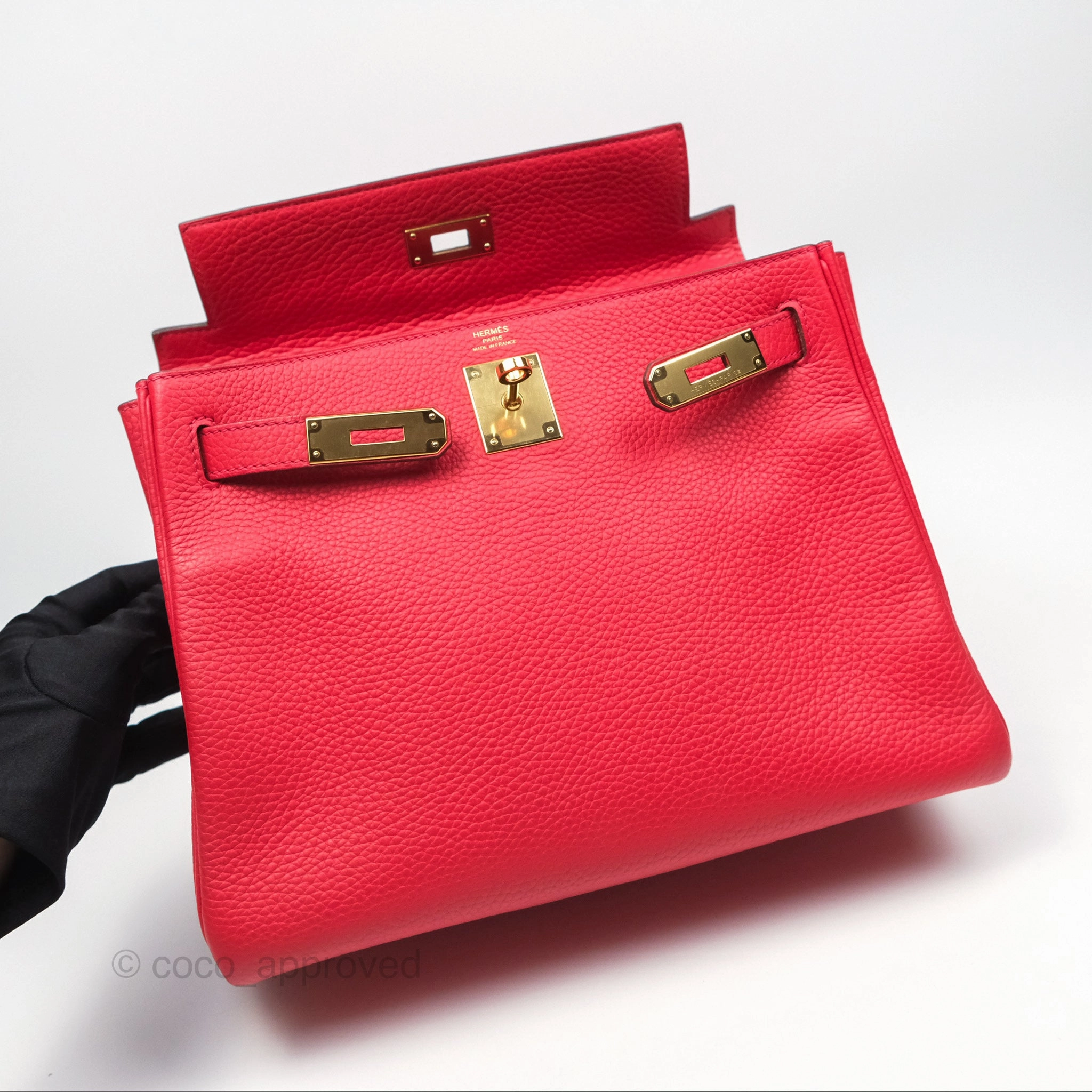 Herms Kelly 28 Retourne Rouge Tomate S5 Clemence Gold Hardware