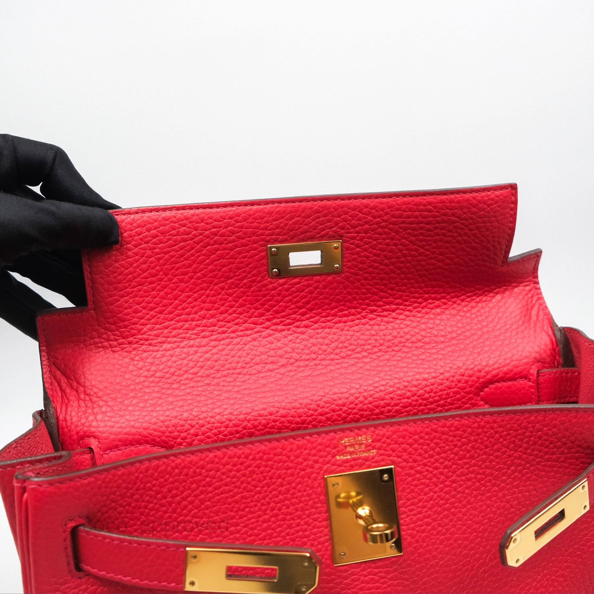 Herms Kelly 28 Retourne Rouge Tomate S5 Clemence Gold Hardware
