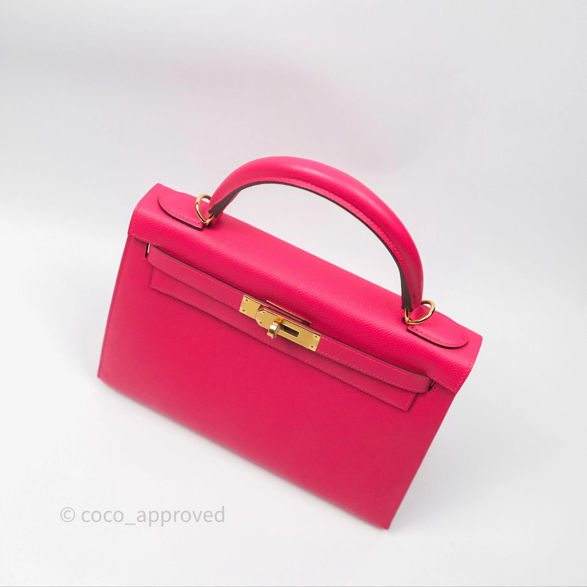 Herms Kelly 28 Sellier Rose Extreme I6 Epsom Gold Hardware