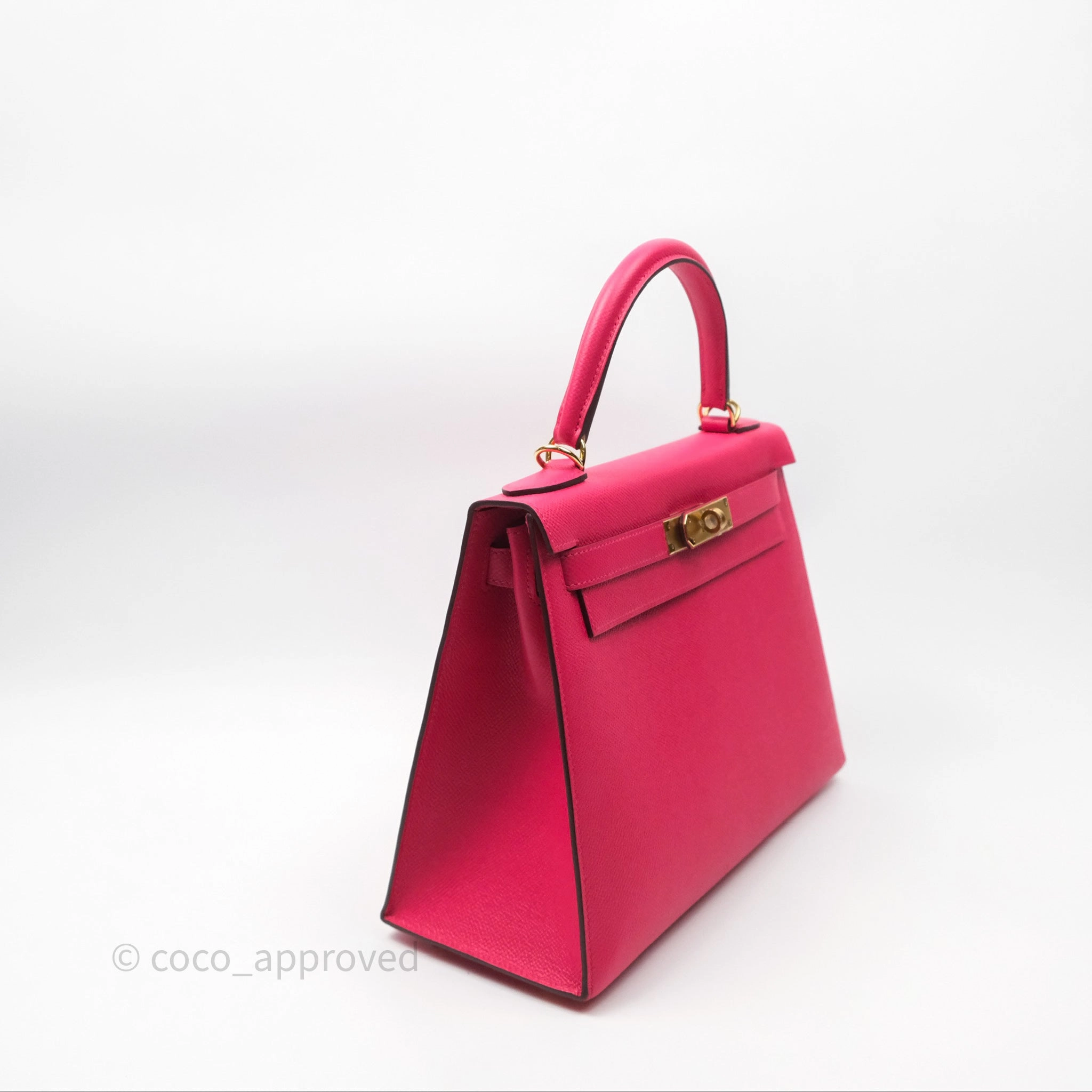 Herms Kelly 28 Sellier Rose Extreme I6 Epsom Gold Hardware