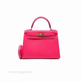 Herms Kelly 28 Sellier Rose Extreme I6 Epsom Gold Hardware