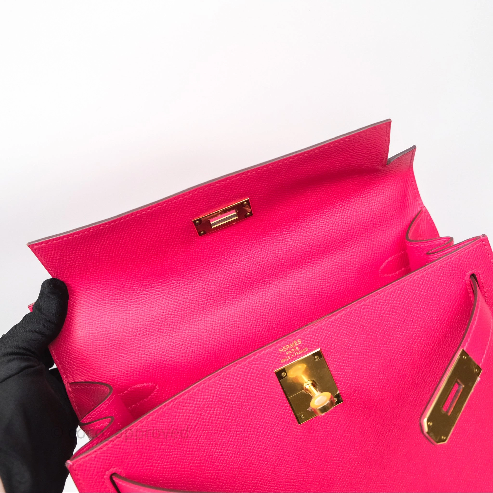 Herms Kelly 28 Sellier Rose Extreme I6 Epsom Gold Hardware