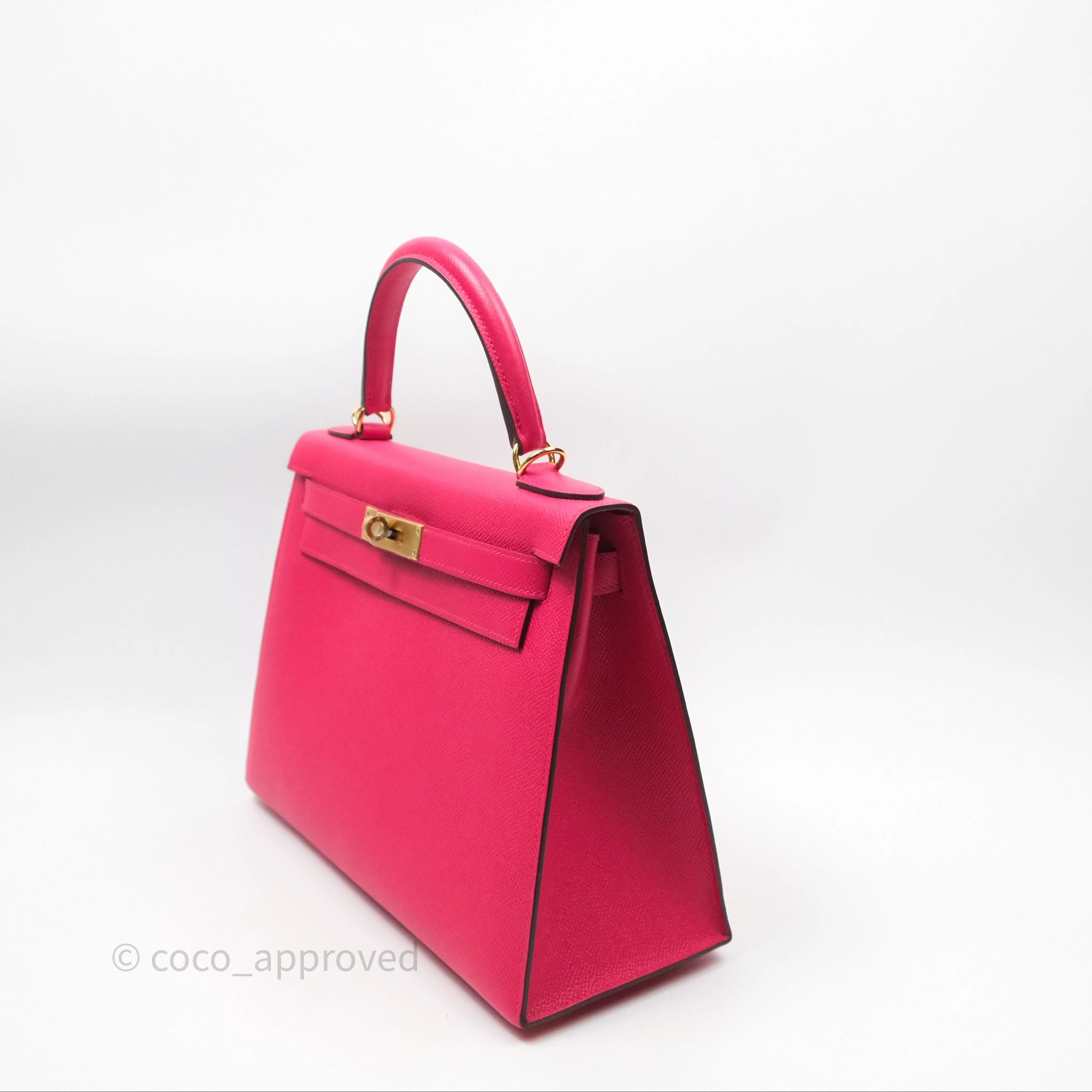Herms Kelly 28 Sellier Rose Extreme I6 Epsom Gold Hardware
