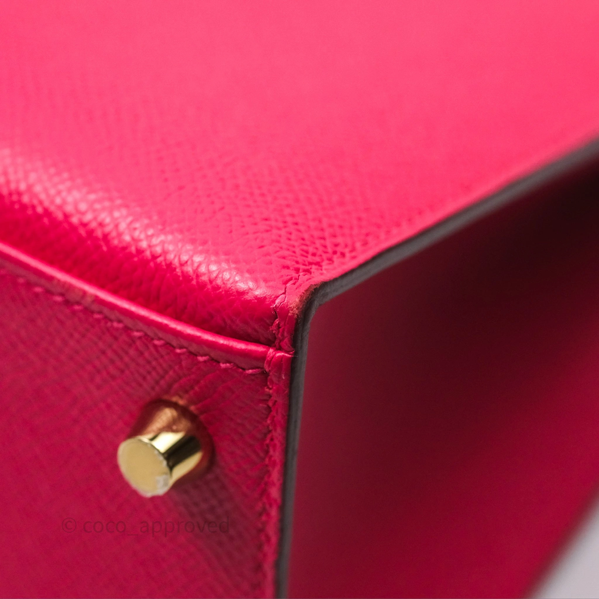 Herms Kelly 28 Sellier Rose Extreme I6 Epsom Gold Hardware