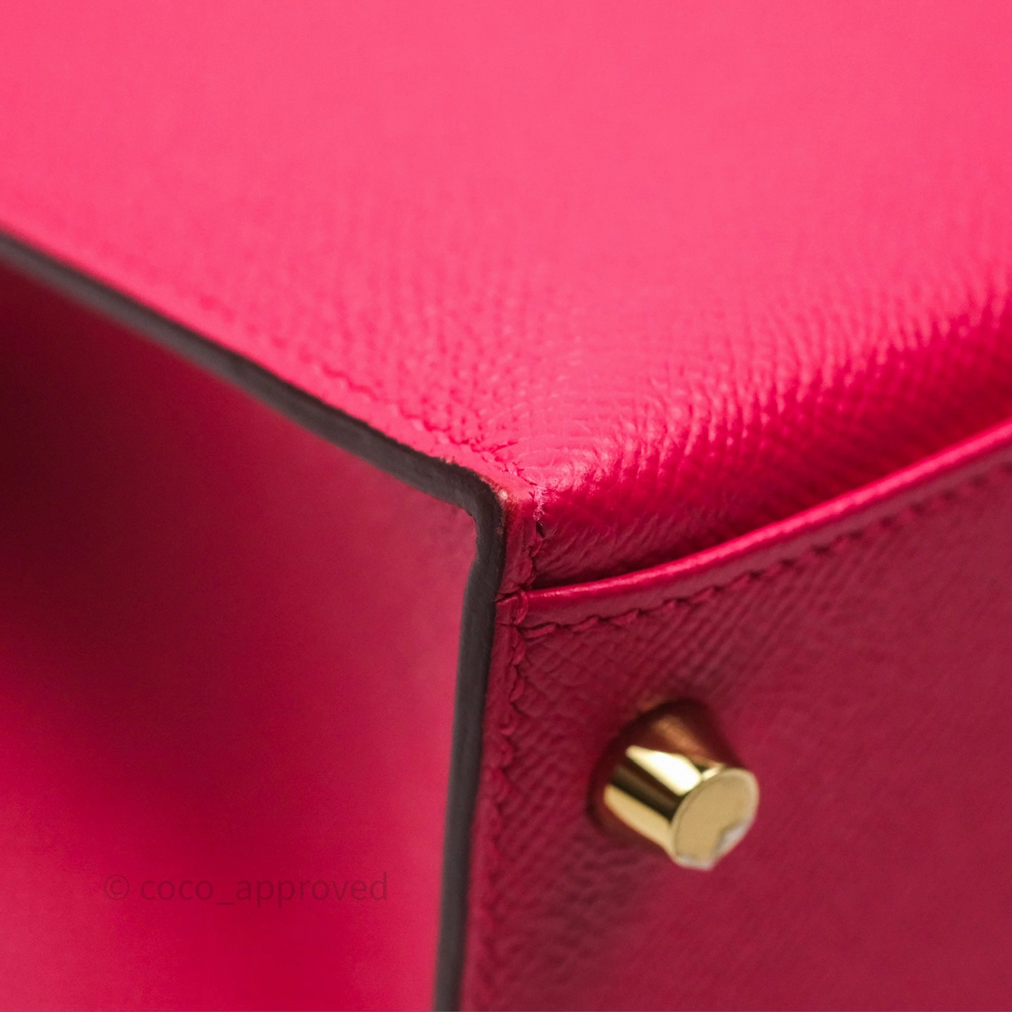 Herms Kelly 28 Sellier Rose Extreme I6 Epsom Gold Hardware