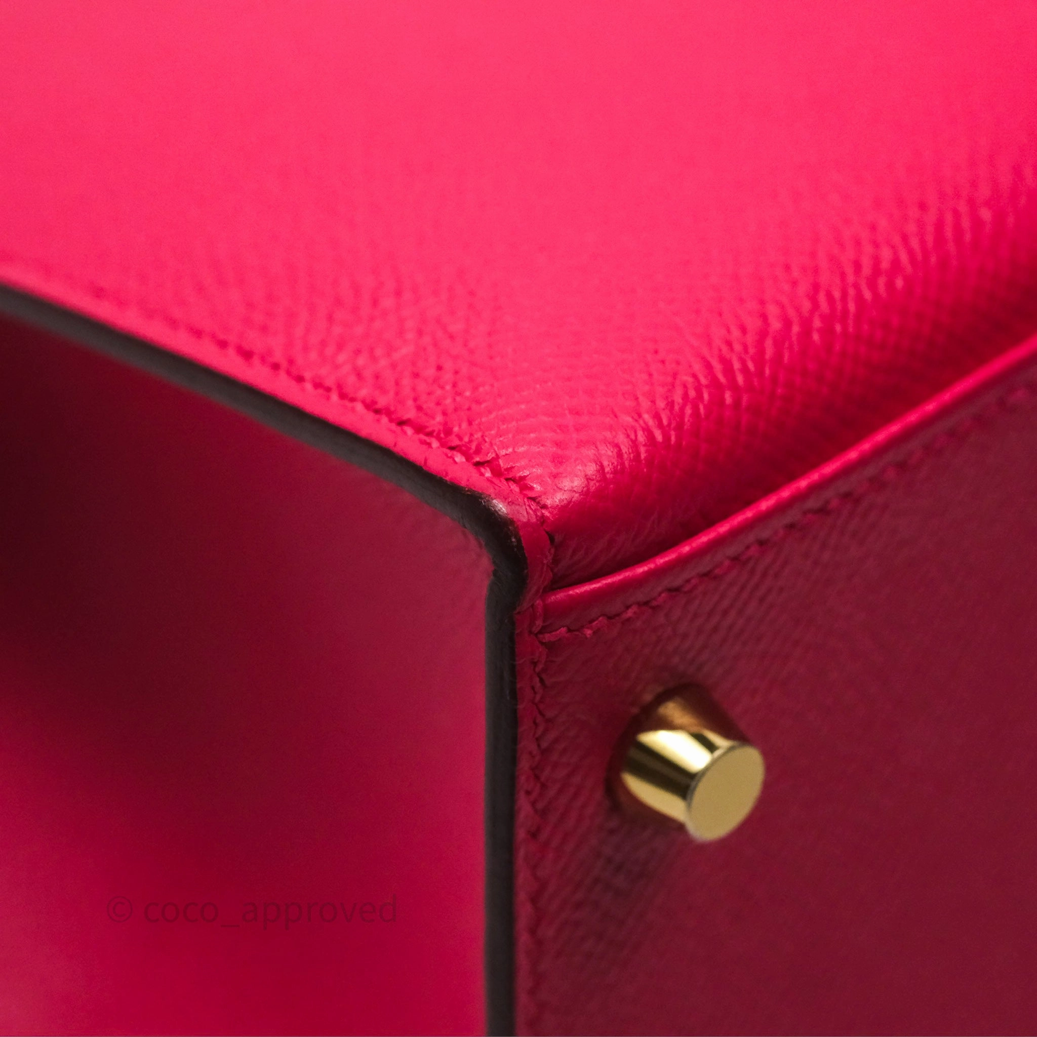 Herms Kelly 28 Sellier Rose Extreme I6 Epsom Gold Hardware