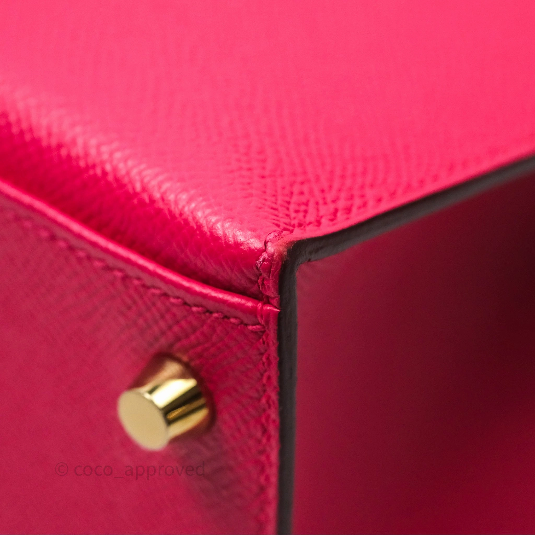 Herms Kelly 28 Sellier Rose Extreme I6 Epsom Gold Hardware