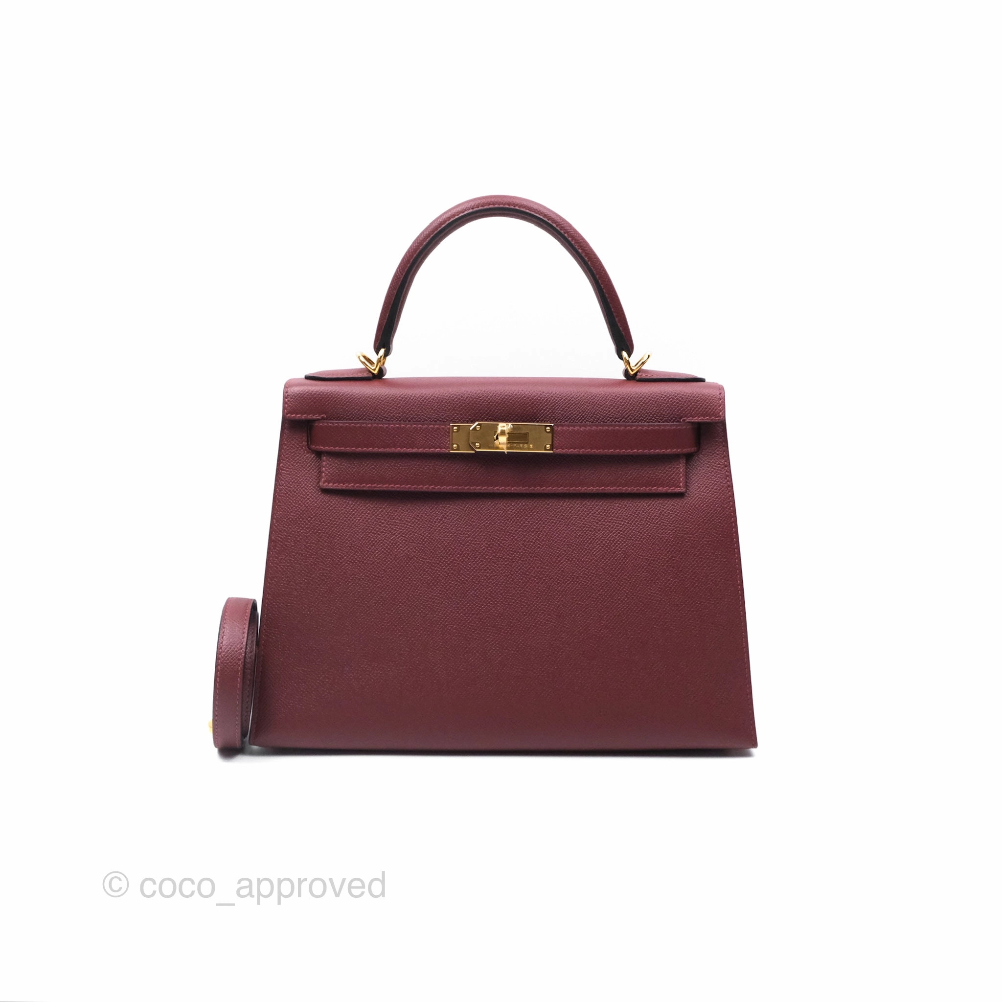 Herms Kelly 28 Sellier Rouge Epsom Gold Hardware