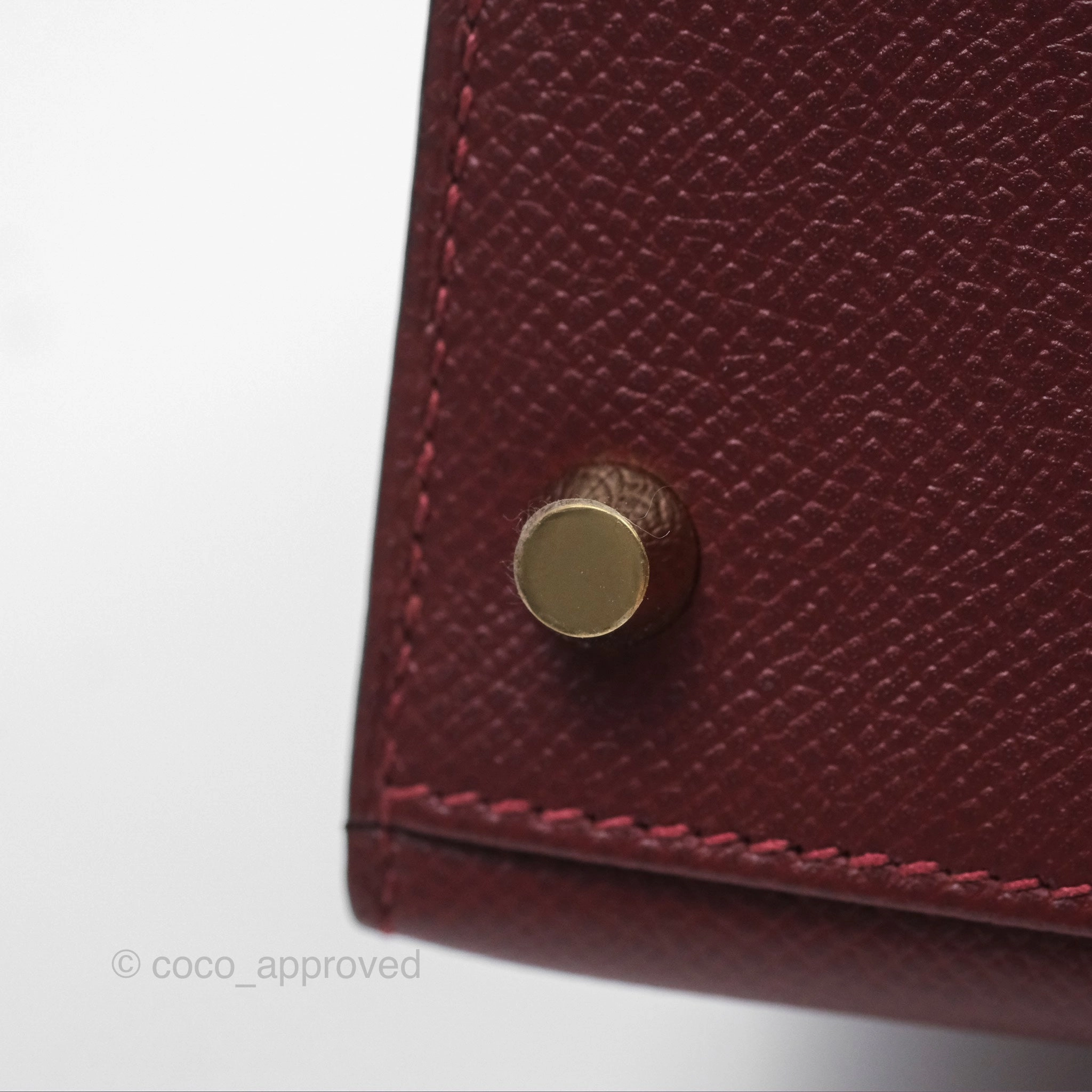 Herms Kelly 28 Sellier Rouge Epsom Gold Hardware