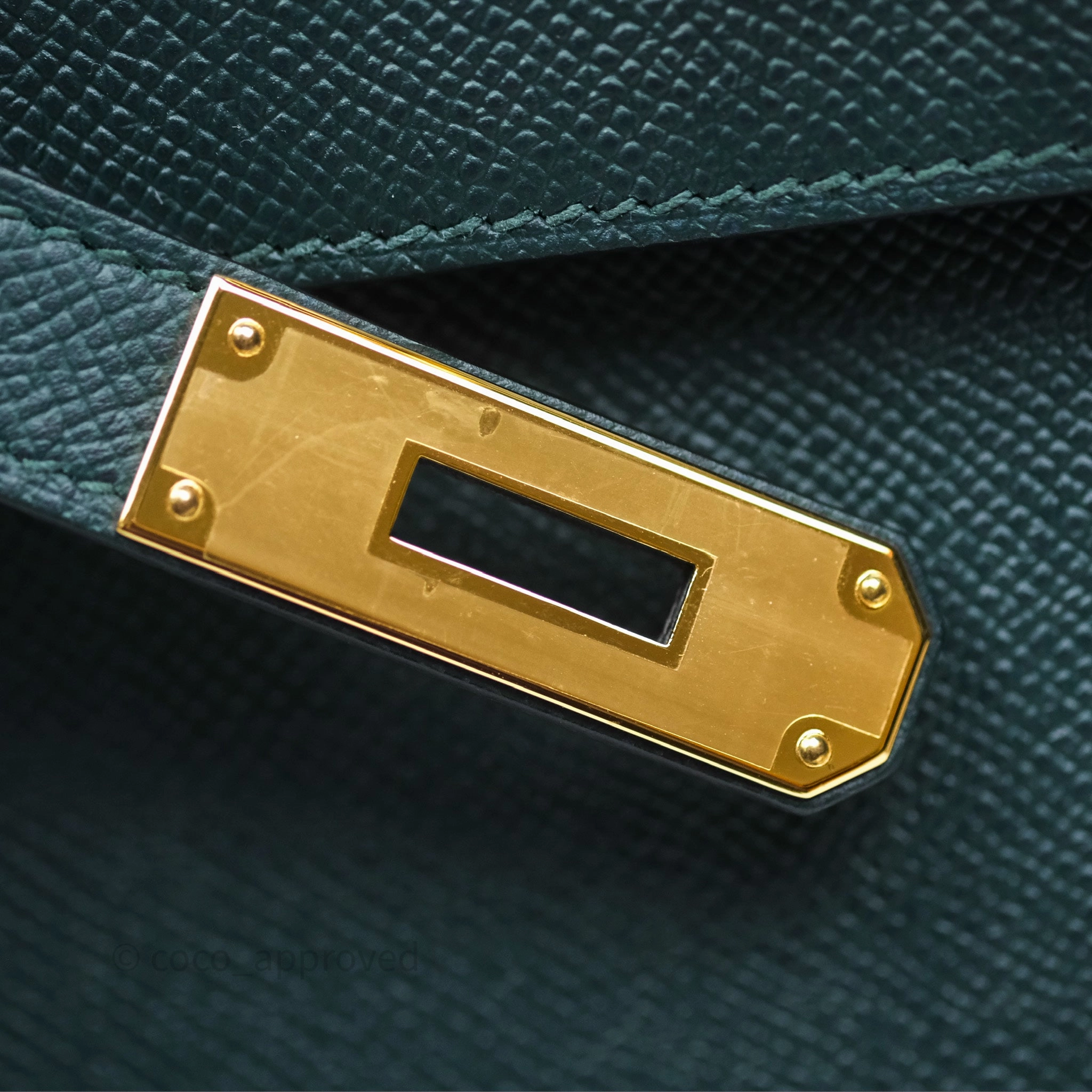 Herms Kelly 28 Sellier Vert Cypres 6O Epsom Gold Hardware