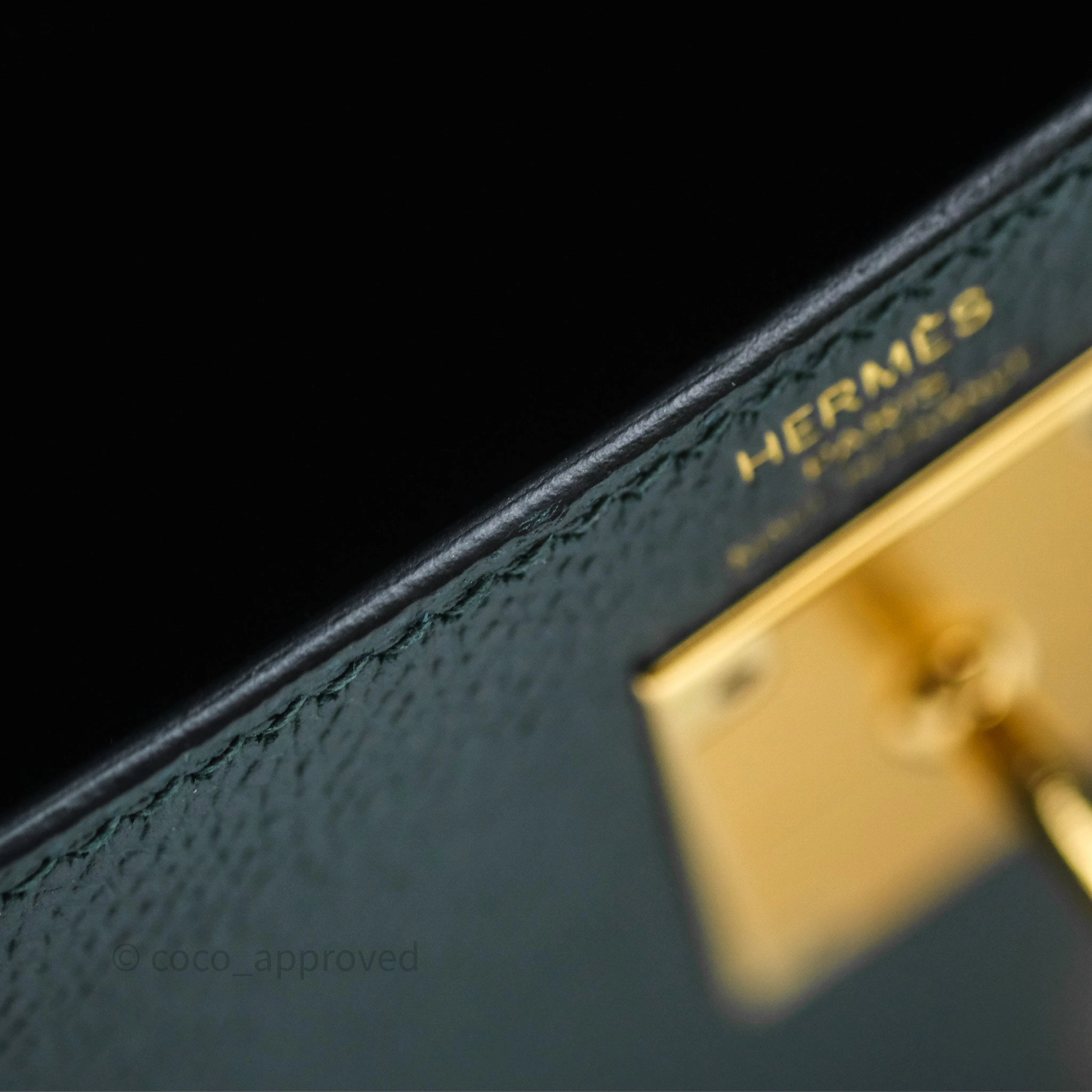 Herms Kelly 28 Sellier Vert Cypres 6O Epsom Gold Hardware