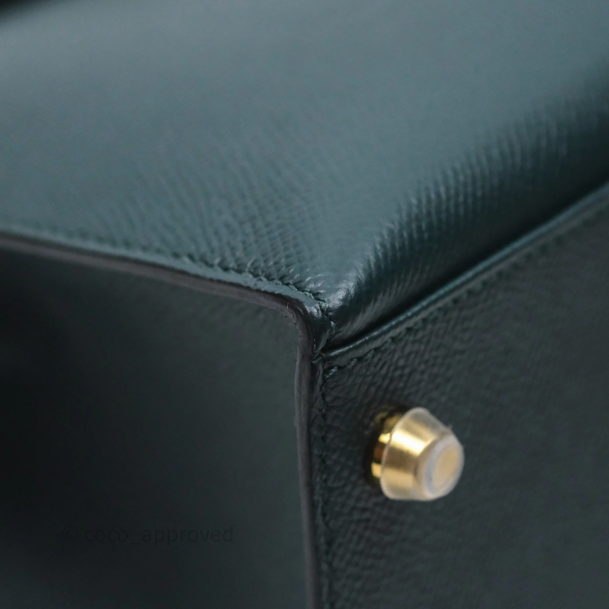 Herms Kelly 28 Sellier Vert Cypres 6O Epsom Gold Hardware