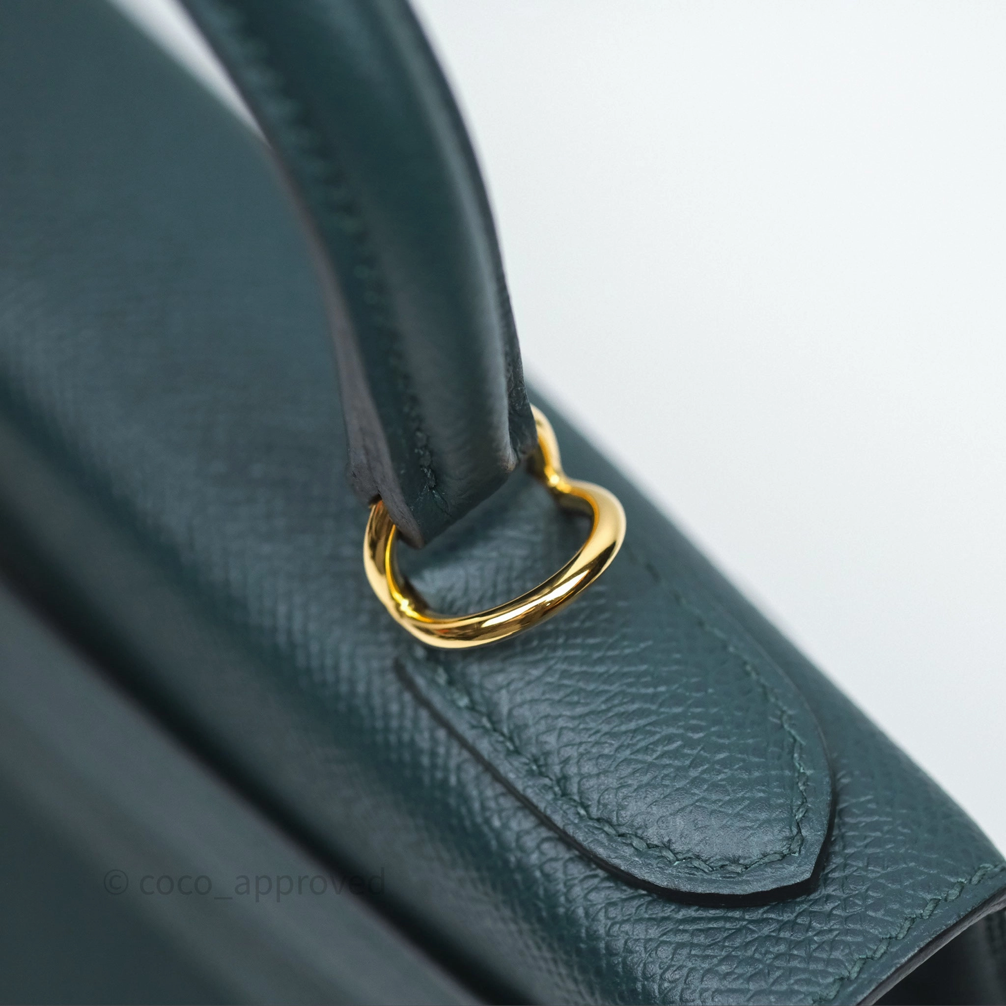 Herms Kelly 28 Sellier Vert Cypres 6O Epsom Gold Hardware