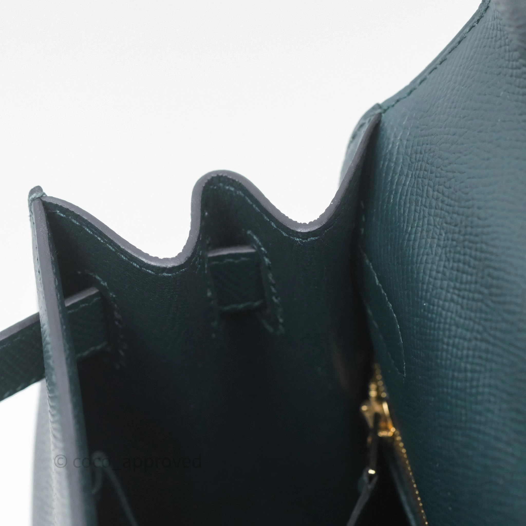Herms Kelly 28 Sellier Vert Cypres 6O Epsom Gold Hardware