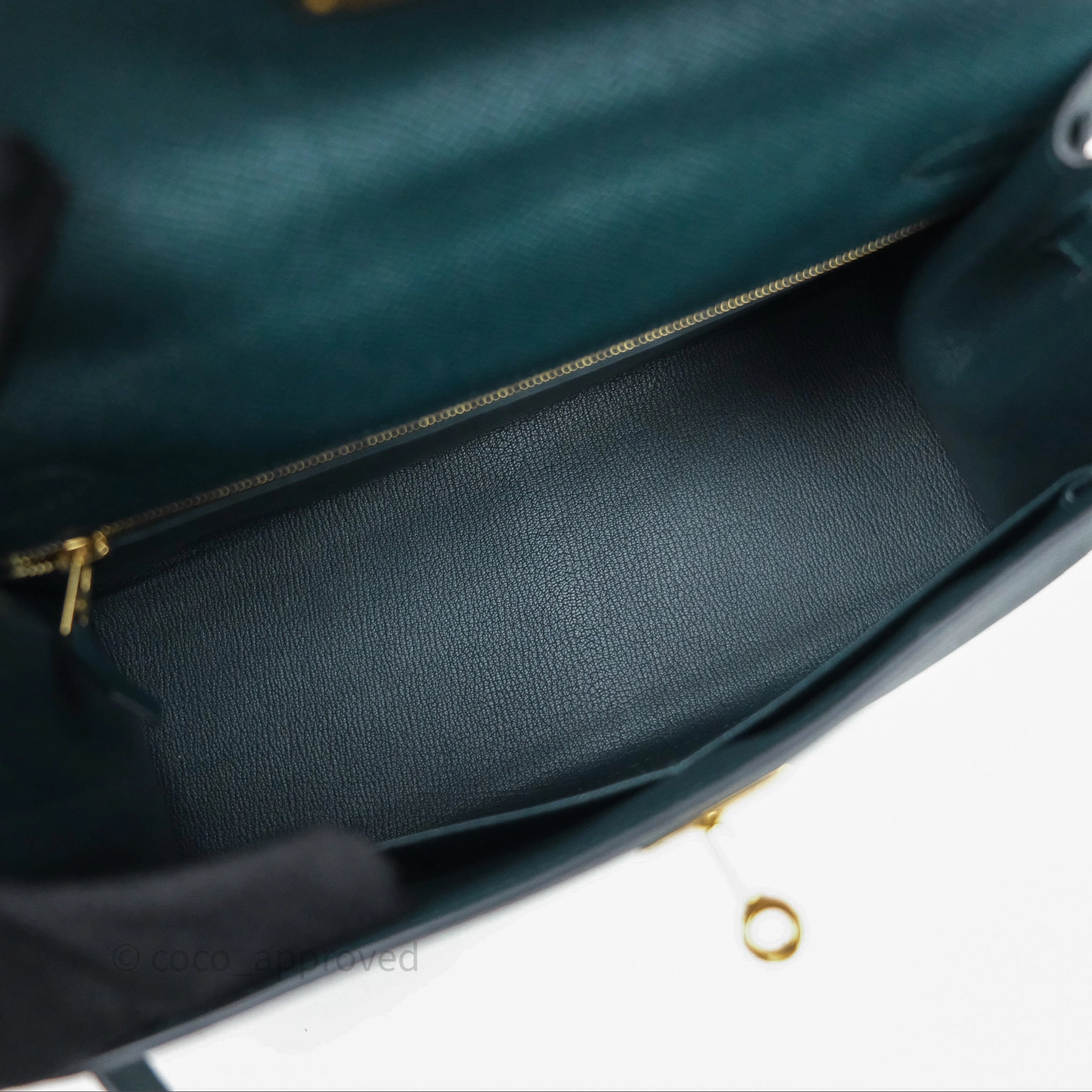 Herms Kelly 28 Sellier Vert Cypres 6O Epsom Gold Hardware