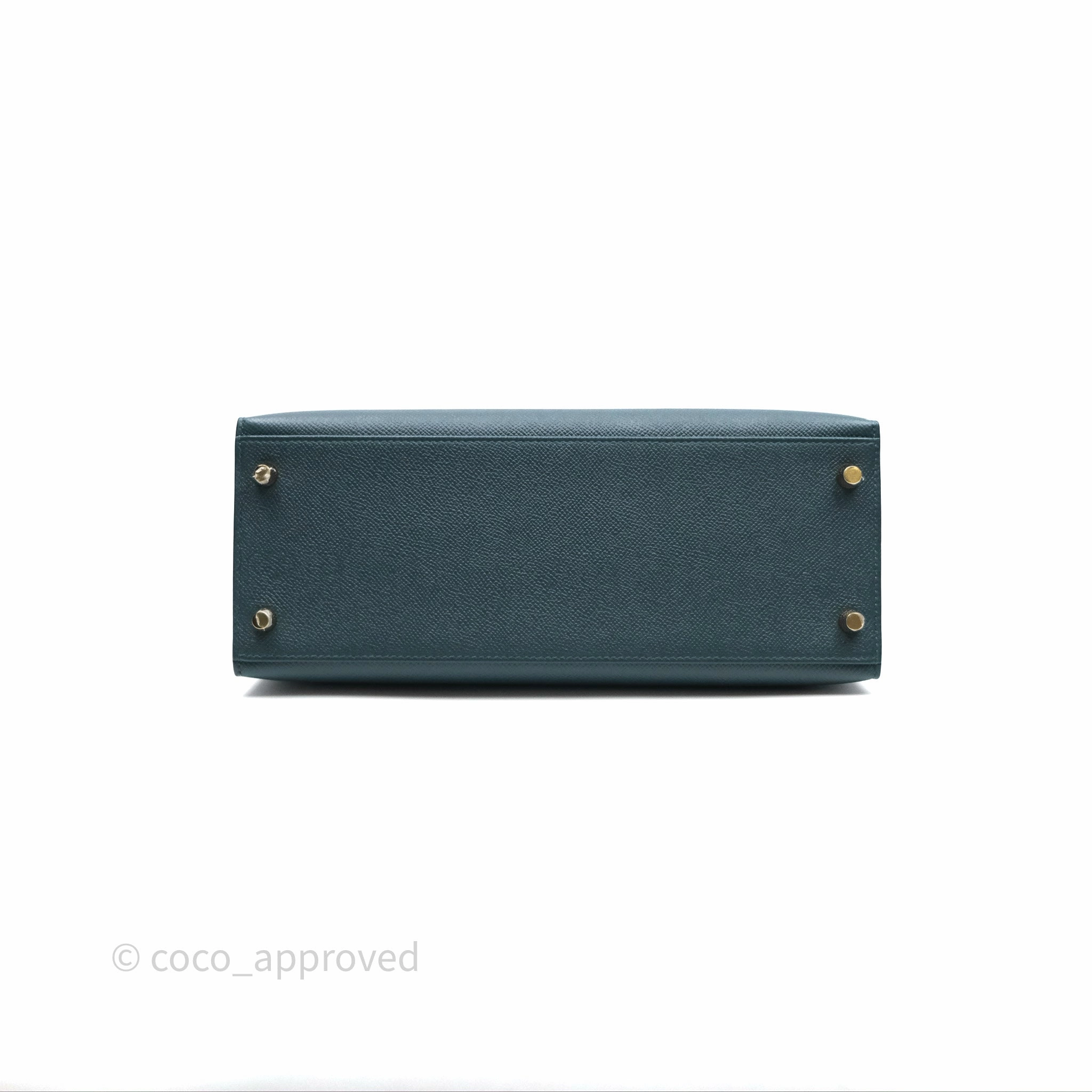 Herms Kelly 28 Sellier Vert Cypres 6O Epsom Gold Hardware