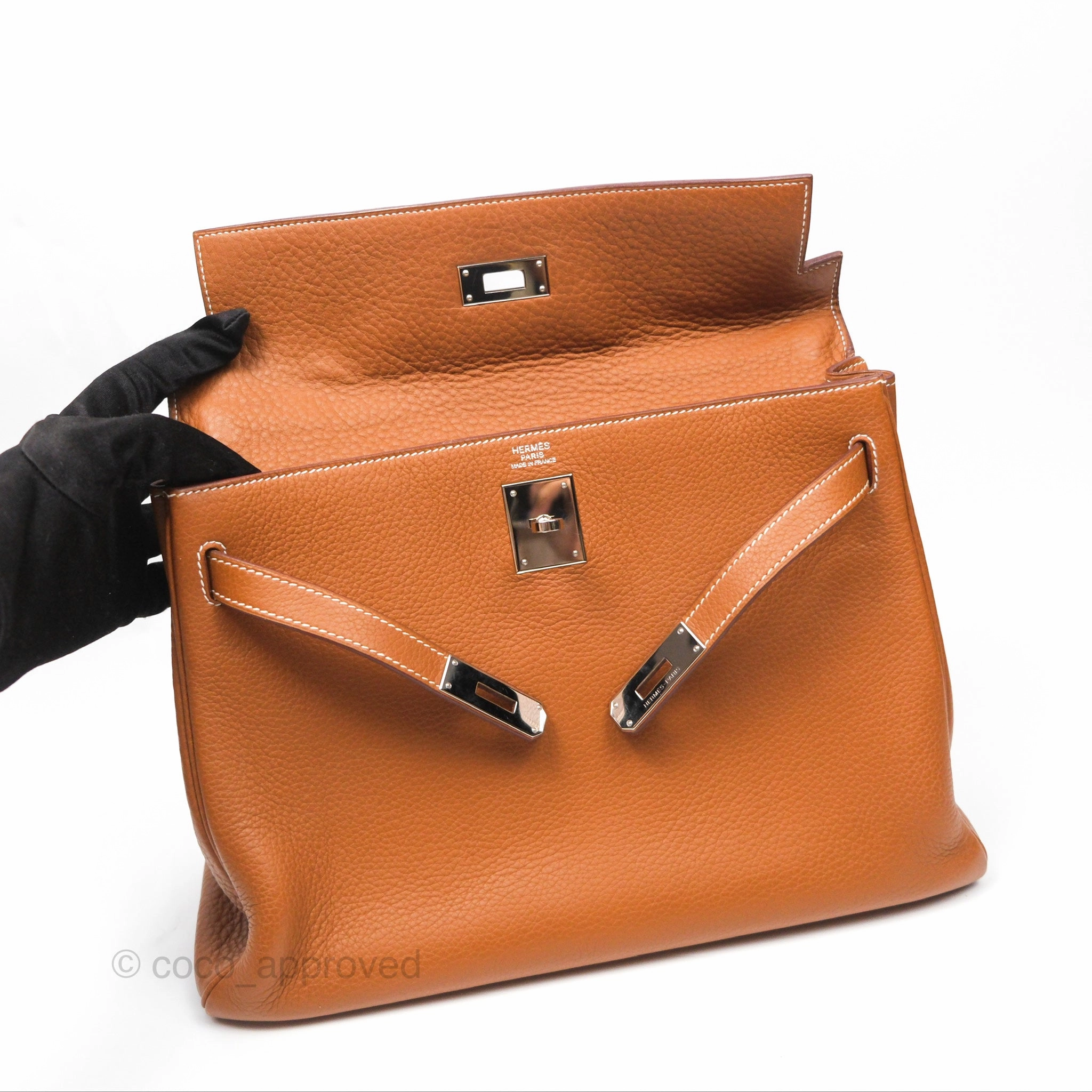Herms Kelly 32 Retourne Gold Togo Palladium Hardware