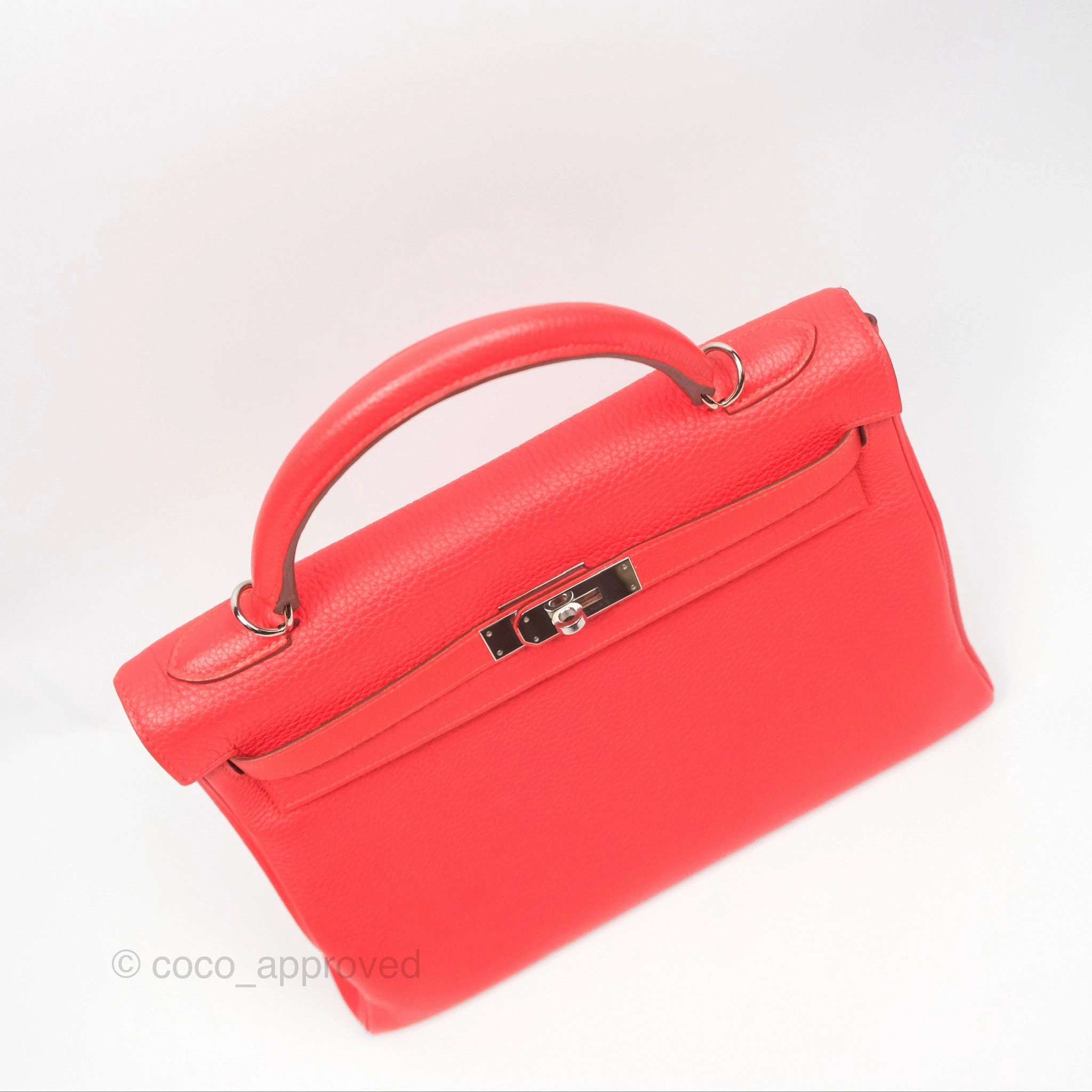 Herms Kelly 32 Retourne Rose Jaipur Clemence Palladium Hardware