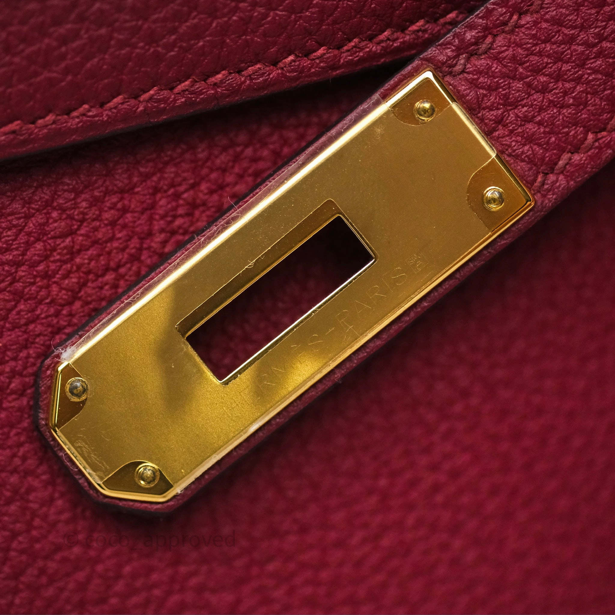 Herms Kelly 32 Retourne Rouge Grenat K1 Togo Gold Hardware