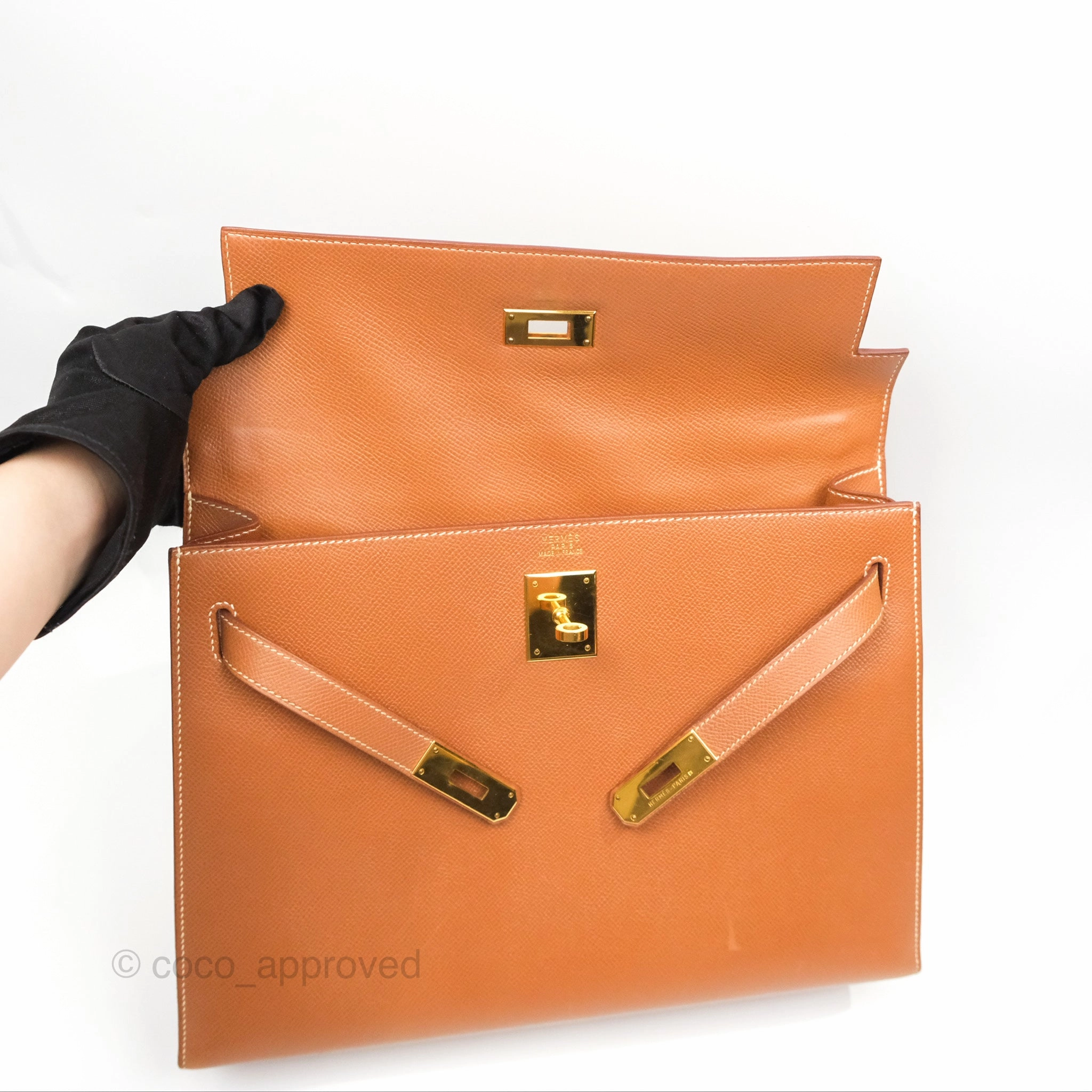 Herms Kelly 32 Sellier Gold Epsom Gold Hardware