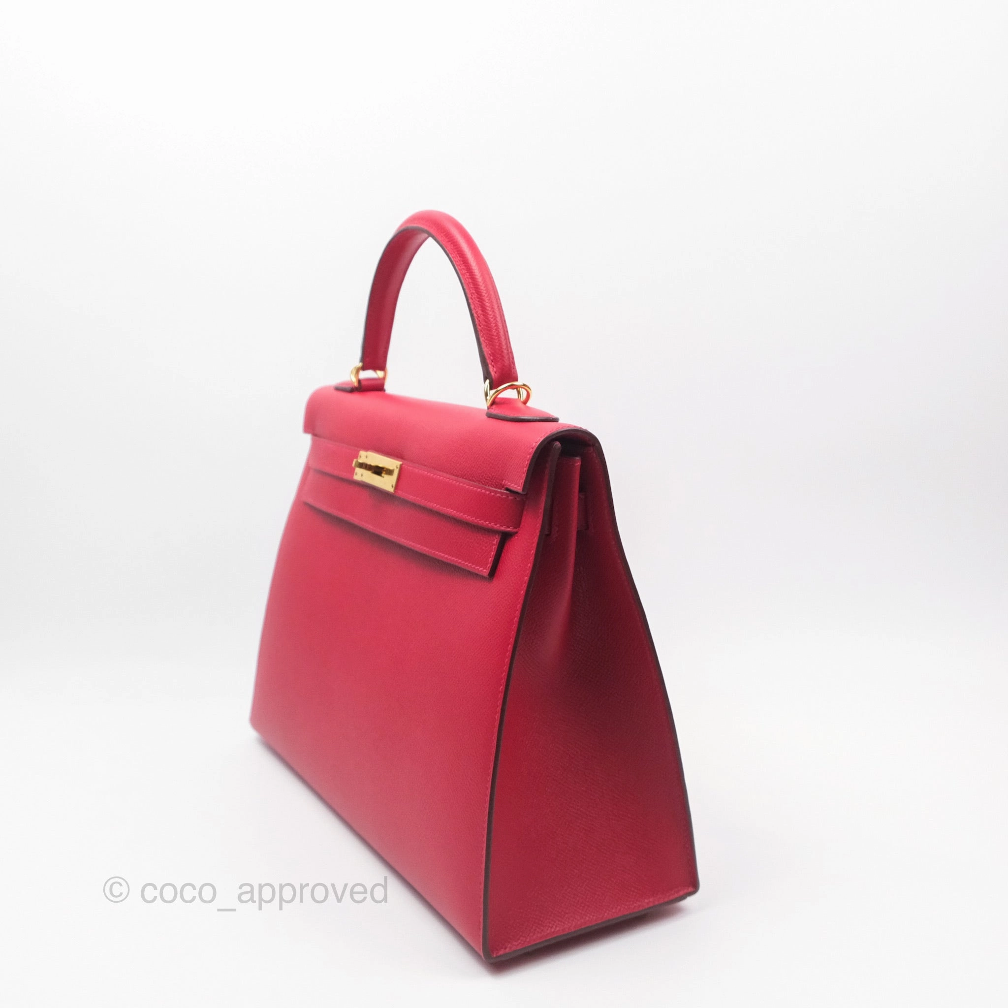 Herms Kelly 32 Sellier Rouge Casaque Q5 Epsom Gold Hardware