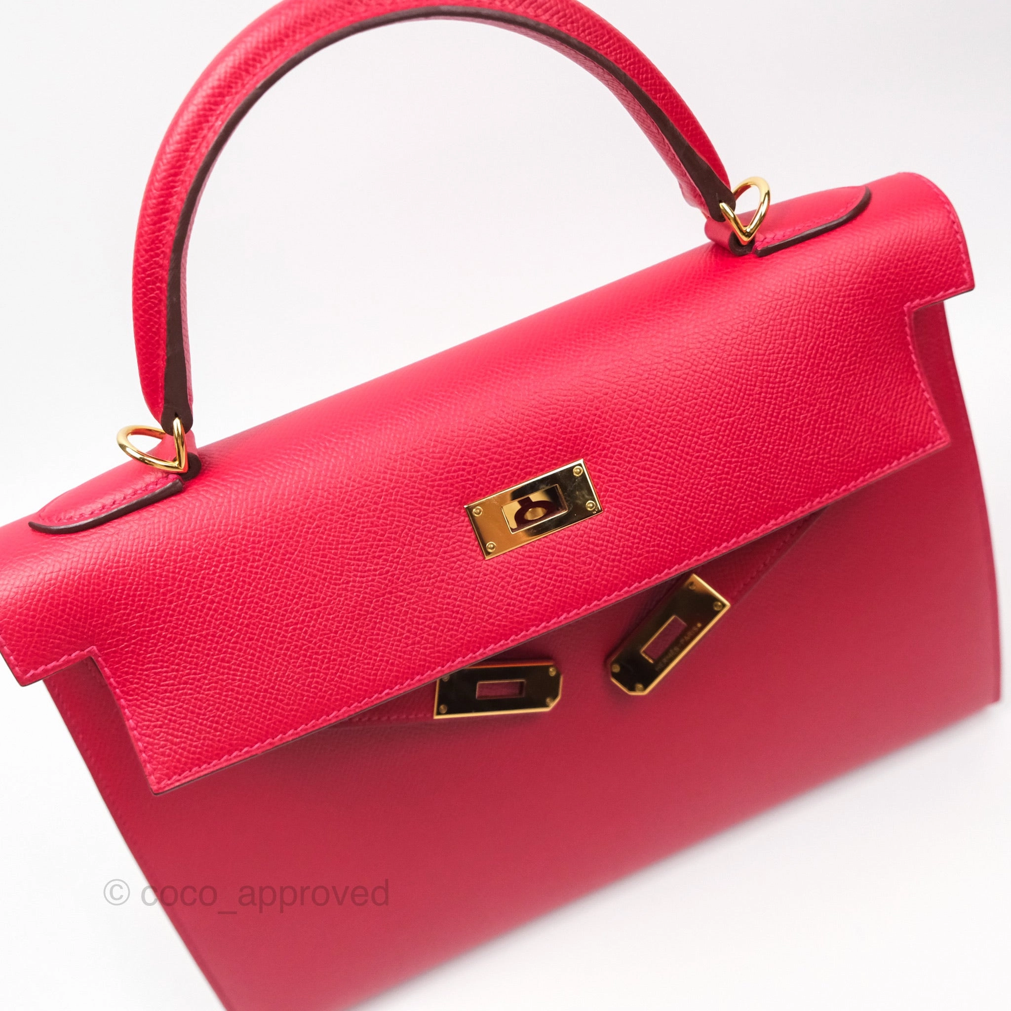Herms Kelly 32 Sellier Rouge Casaque Q5 Epsom Gold Hardware