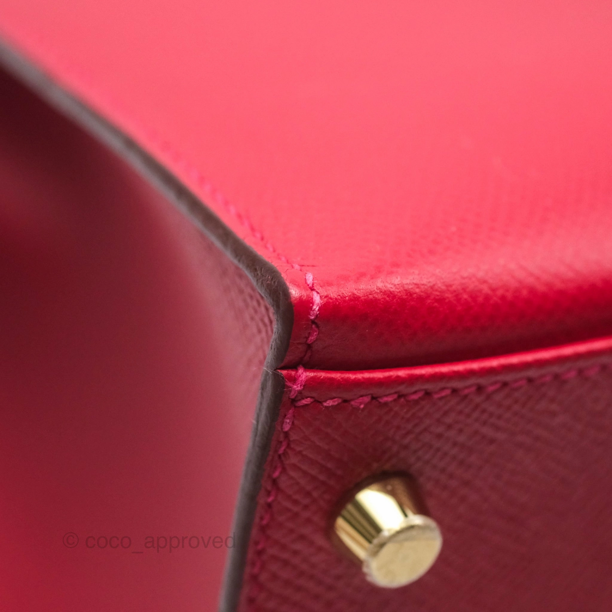 Herms Kelly 32 Sellier Rouge Casaque Q5 Epsom Gold Hardware