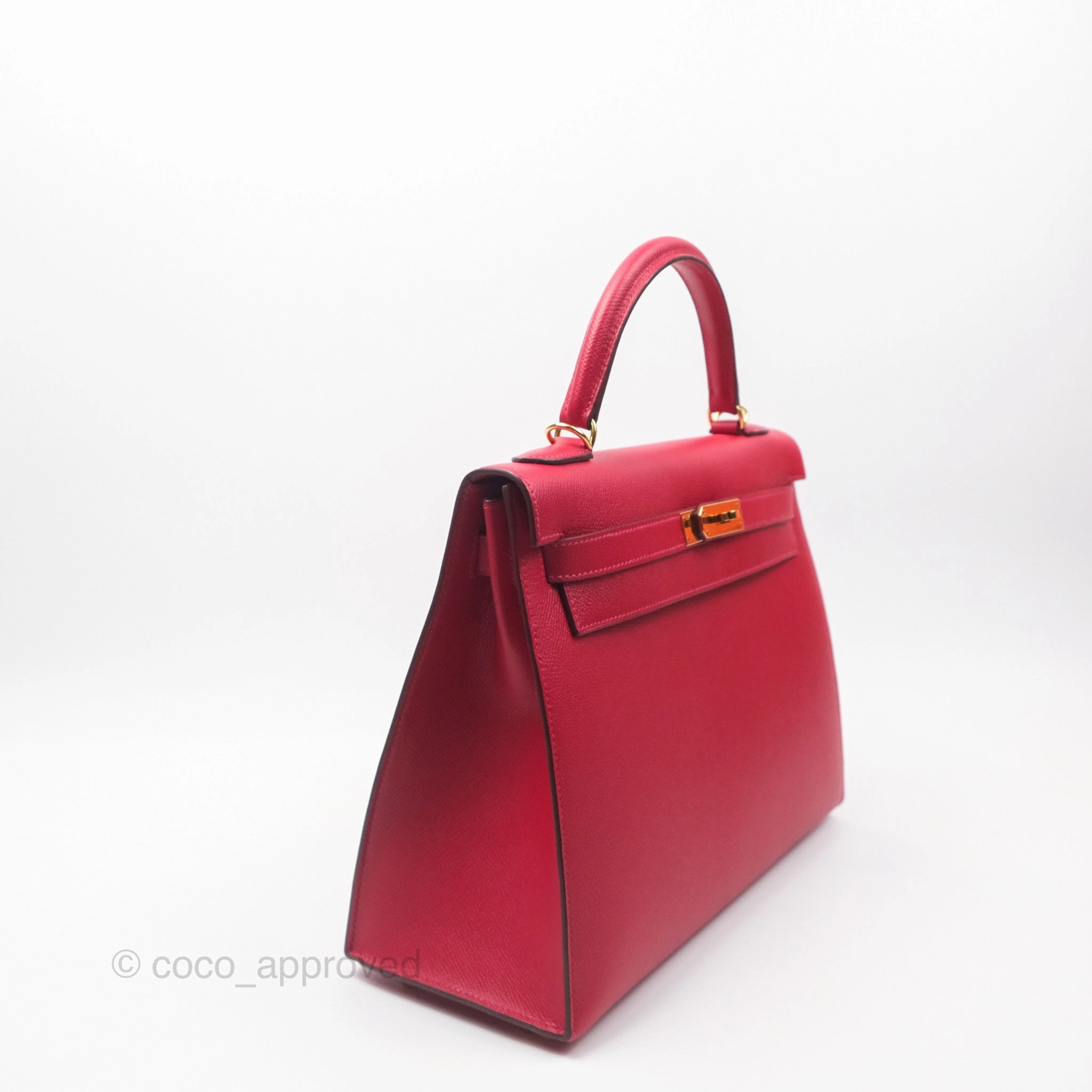 Herms Kelly 32 Sellier Rouge Casaque Q5 Epsom Gold Hardware