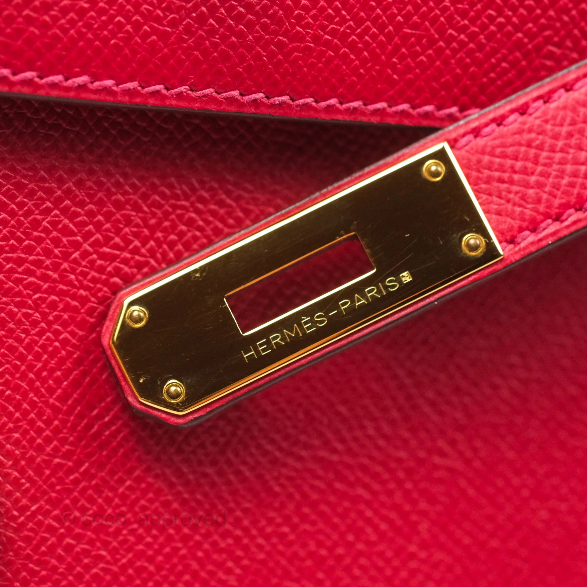 Herms Kelly 32 Sellier Rouge Casaque Q5 Epsom Gold Hardware
