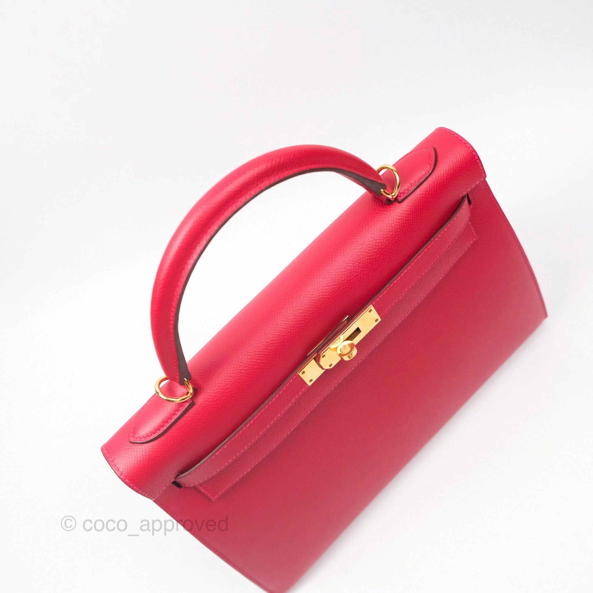 Herms Kelly 32 Sellier Rouge Casaque Q5 Epsom Gold Hardware
