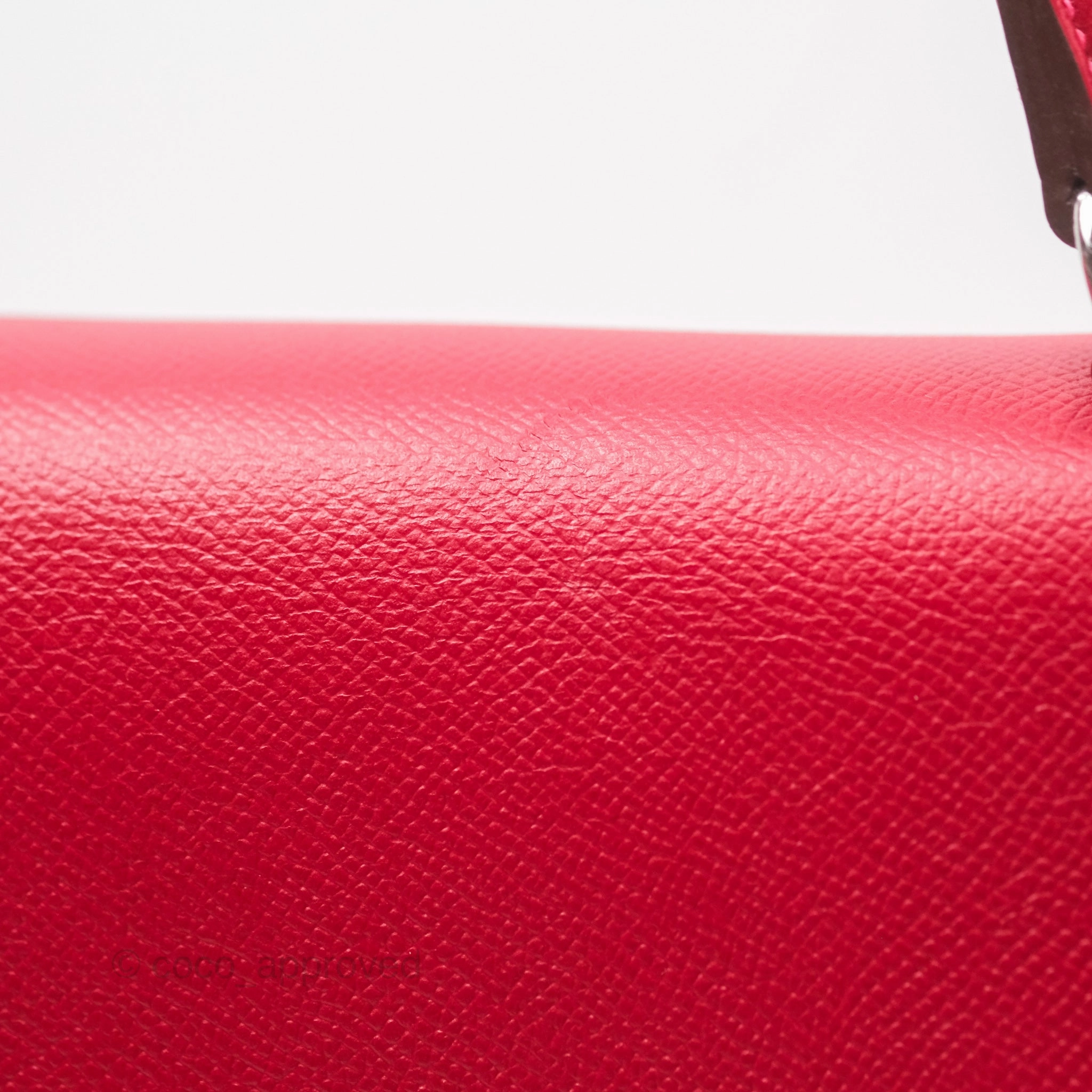 Herms Kelly 32 Sellier Rouge Casaque Q5 Epsom Palladium Hardware
