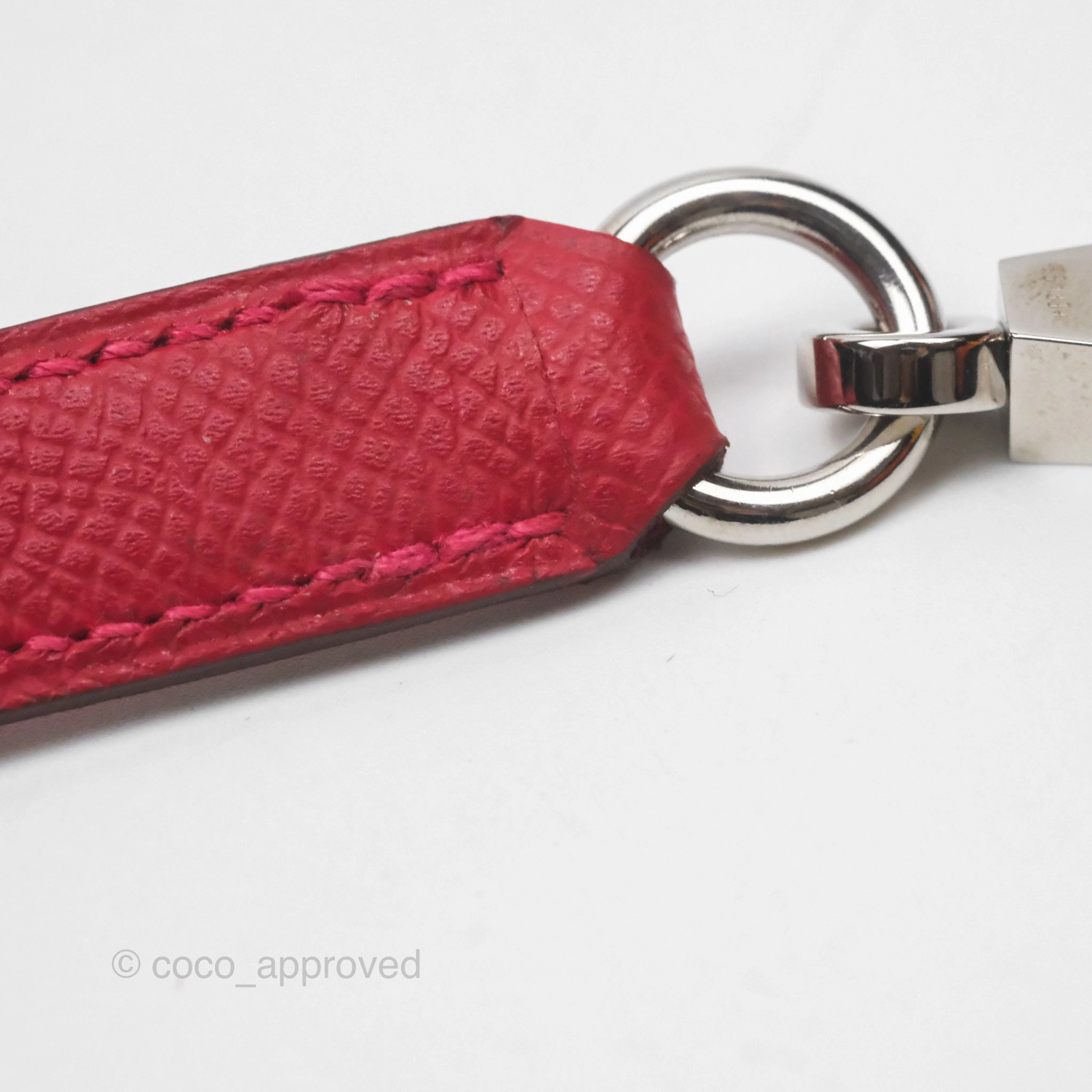 Herms Kelly 32 Sellier Rouge Casaque Q5 Epsom Palladium Hardware