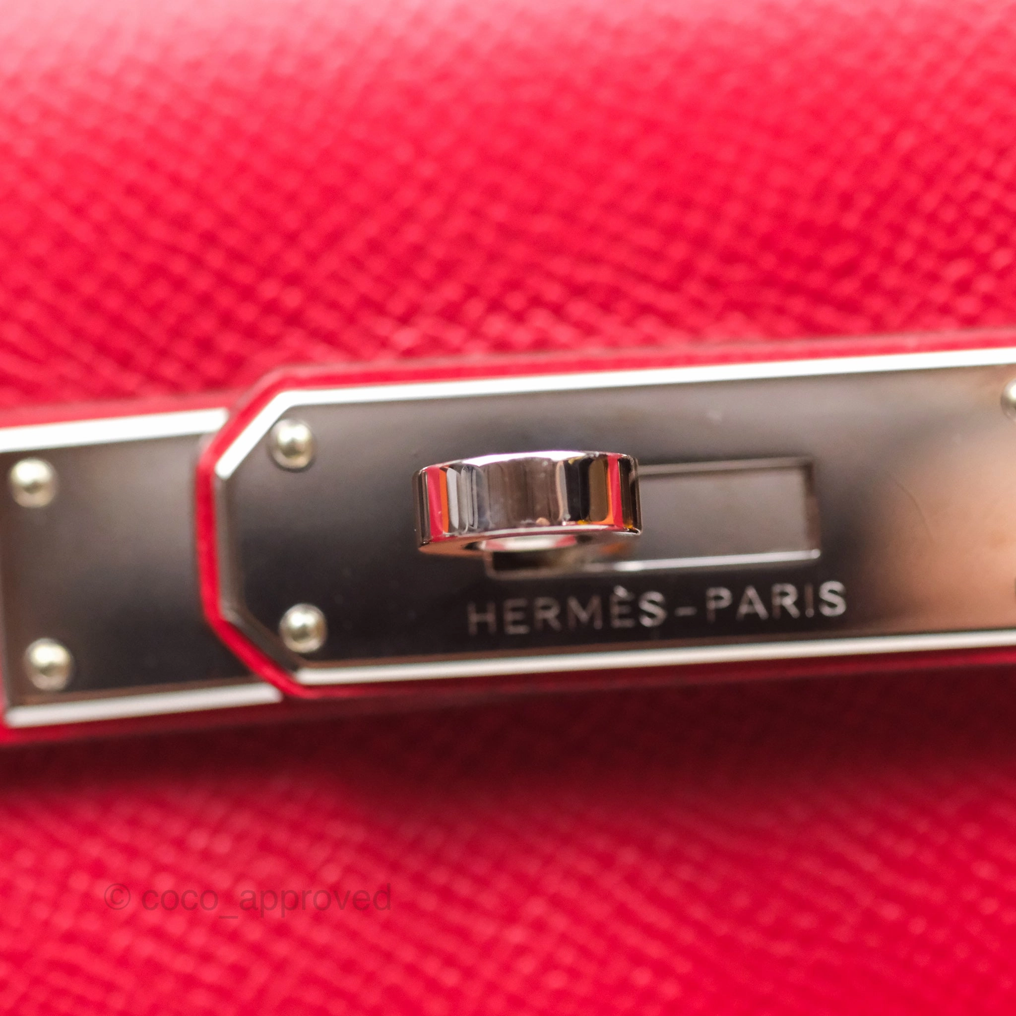 Herms Kelly 32 Sellier Rouge Casaque Q5 Epsom Palladium Hardware