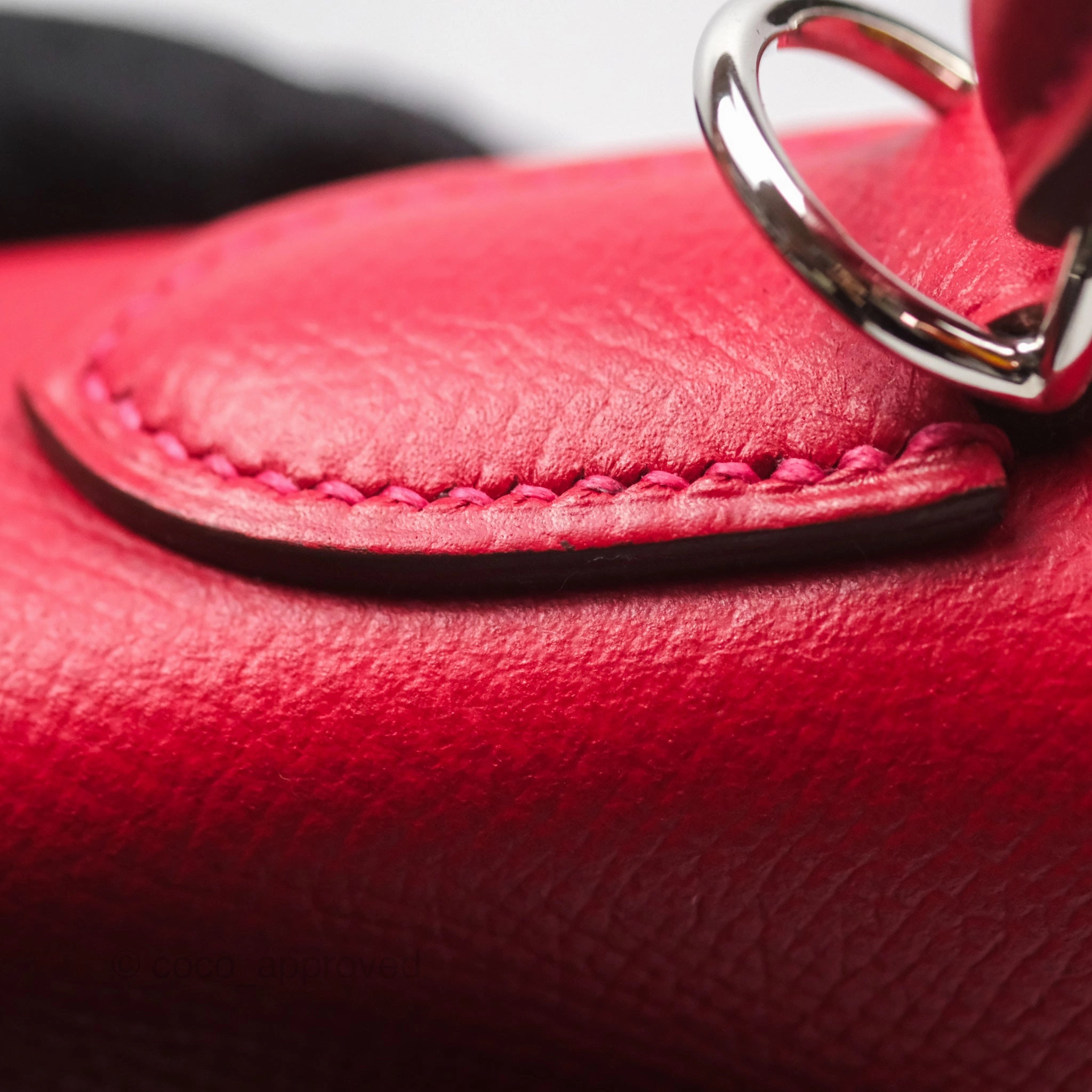 Herms Kelly 32 Sellier Rouge Casaque Q5 Epsom Palladium Hardware