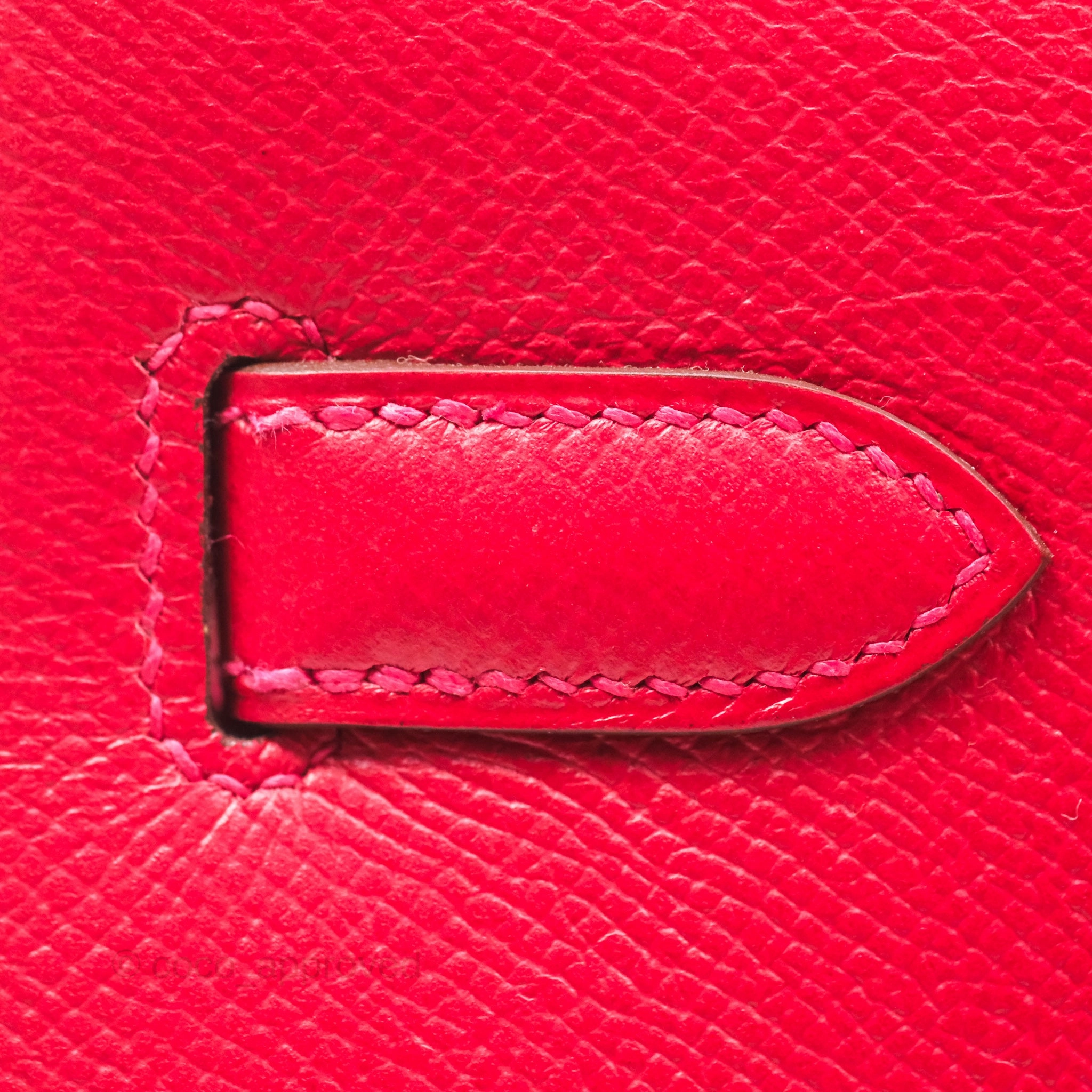 Herms Kelly 32 Sellier Rouge Casaque Q5 Epsom Palladium Hardware